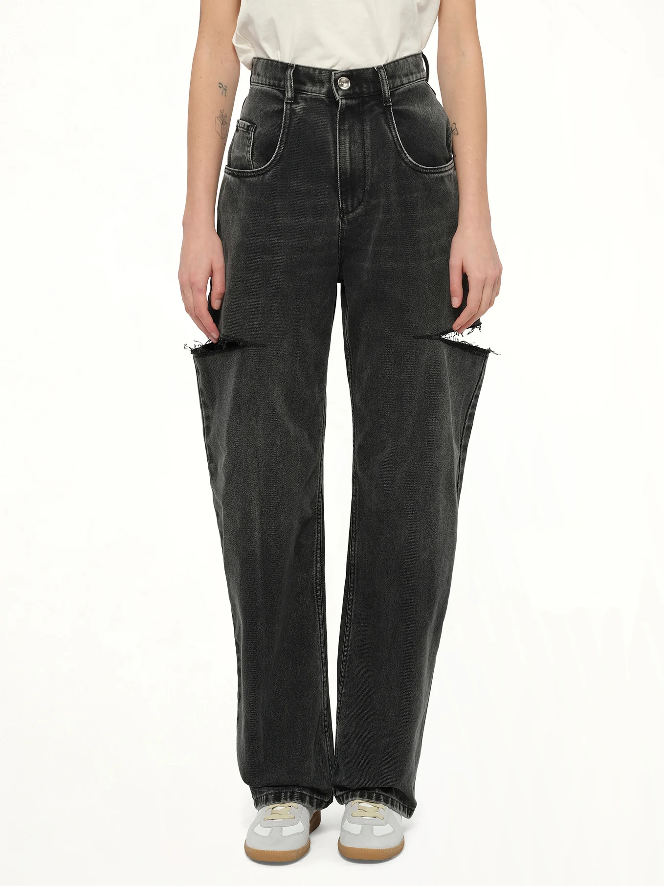 Slash Loose Fit Denim Jeans in Black