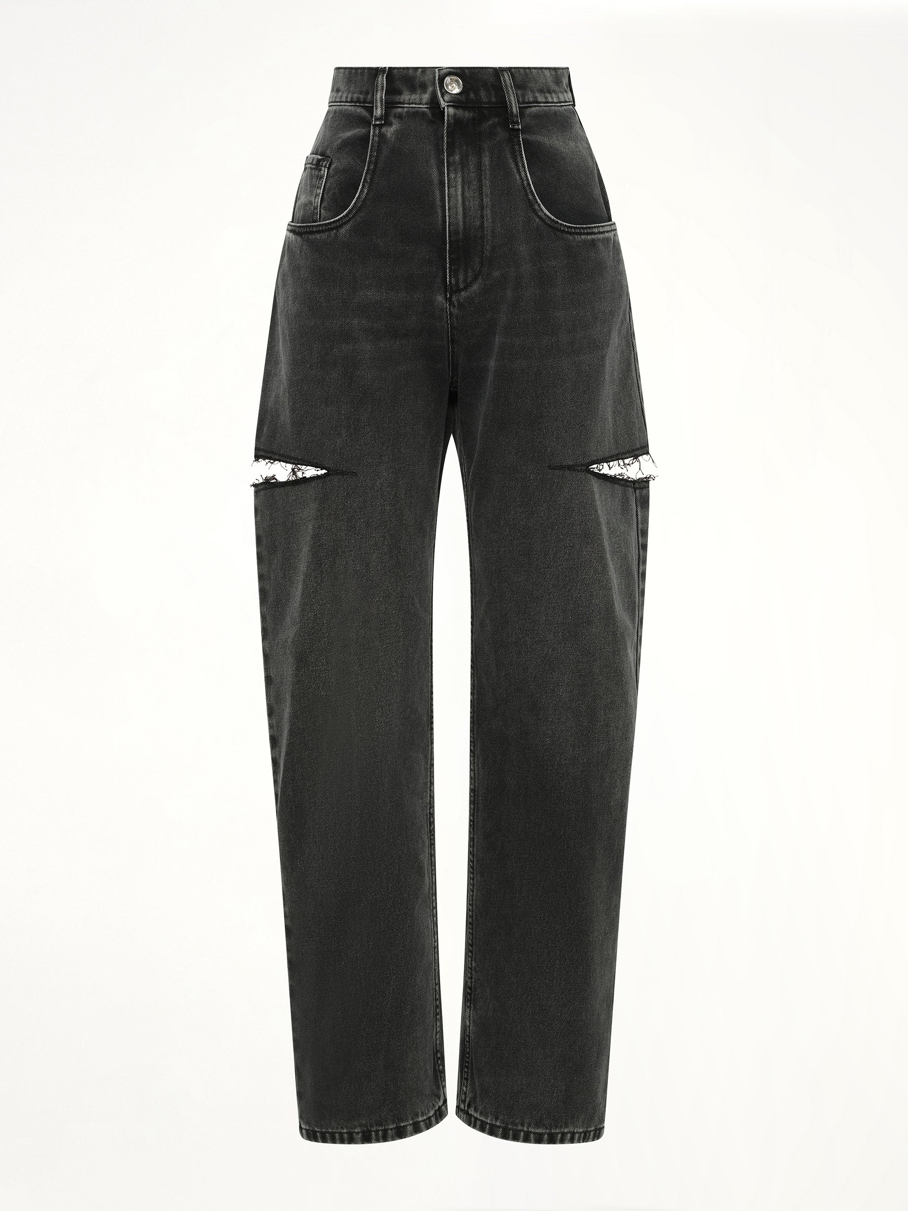 Slash Loose Fit Denim Jeans in Black - Image 2