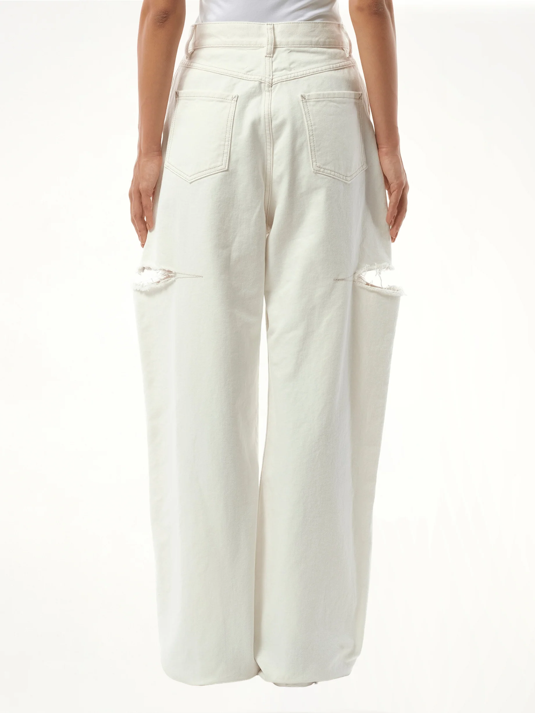 Slash Loose Fit Denim Jeans in Off White - Image 6