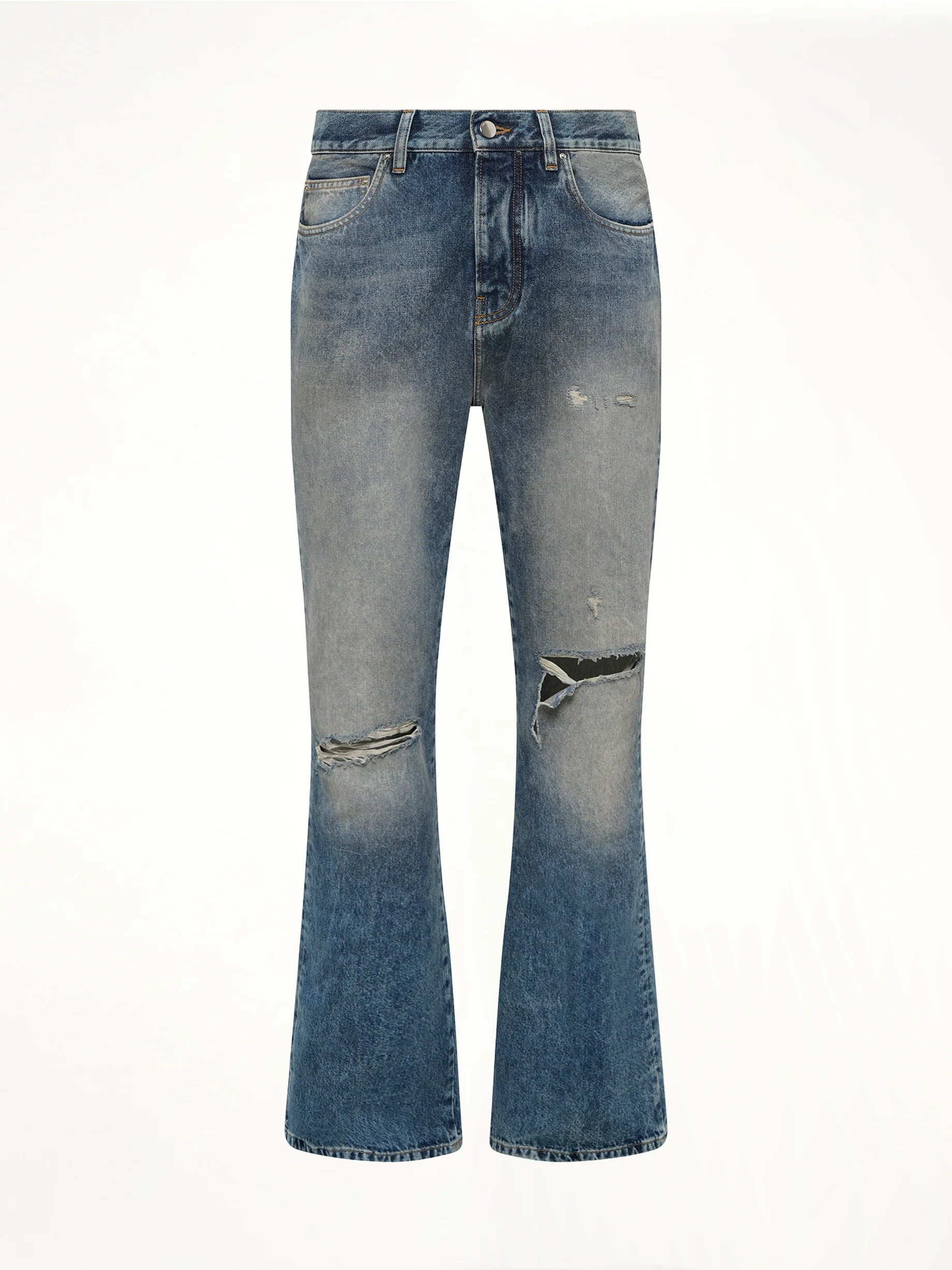 Slashed Boot Cut Jean in Denim Lapis - Image 2