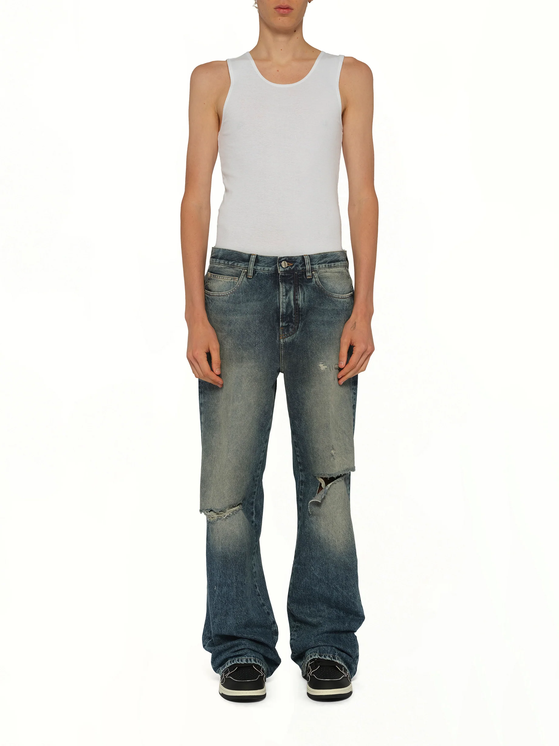 Slashed Boot Cut Jean in Denim Lapis - Image 7