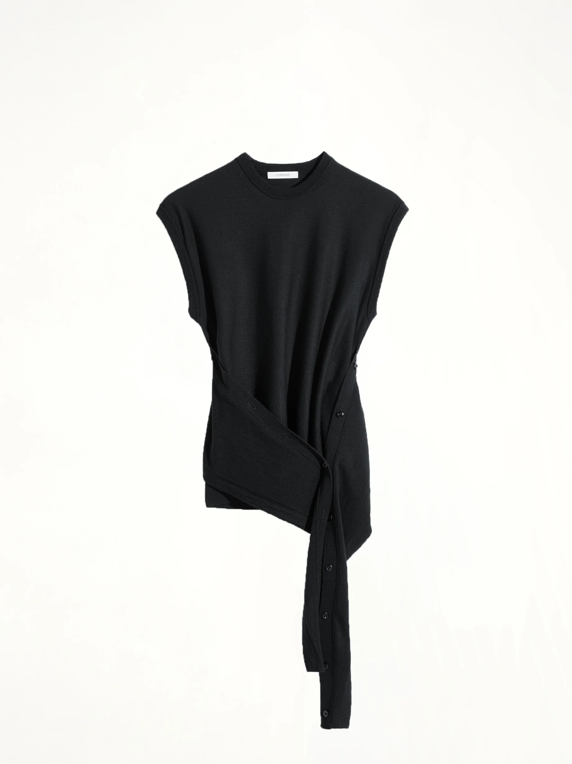 Sleeveless Buttoned Top in Black - Image 2