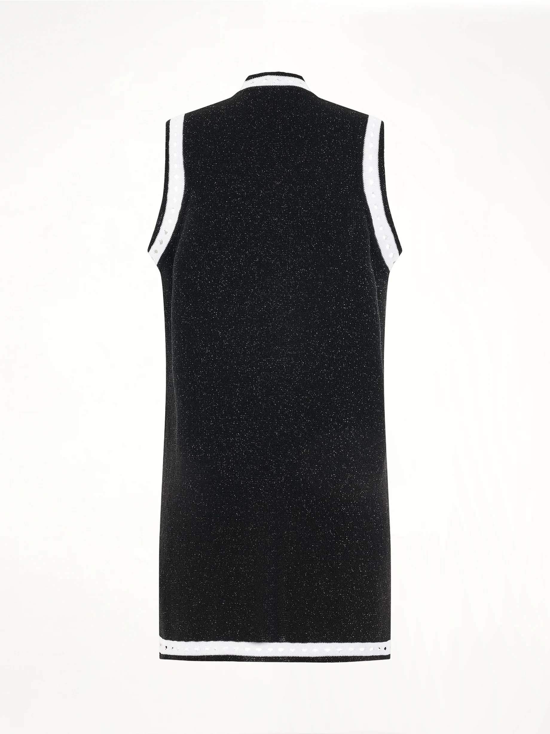 Sleeveless Lace Knit Long Cardigan in Black - Image 4