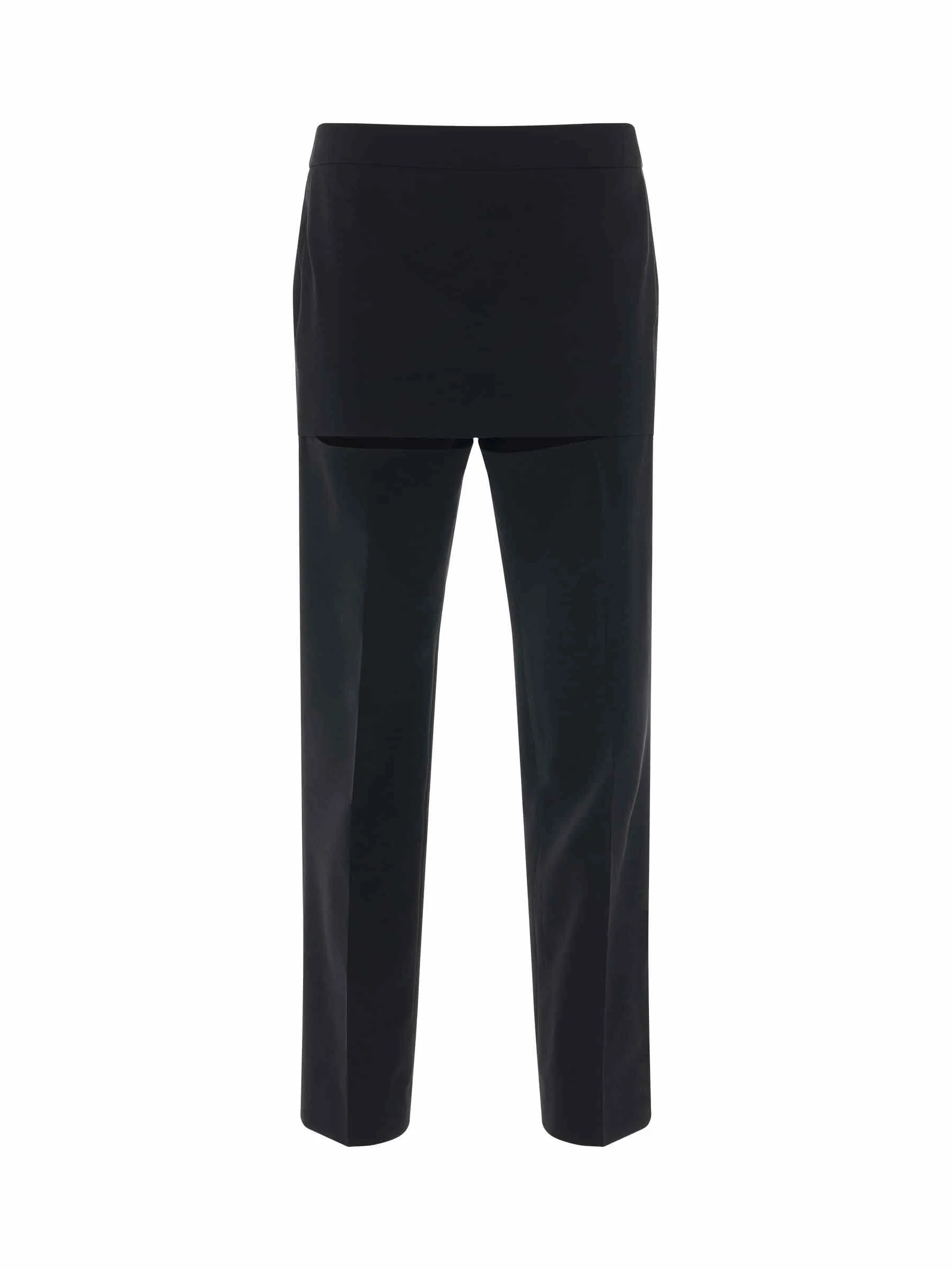 Slim Fit Trousers with Skirt Detail in Black