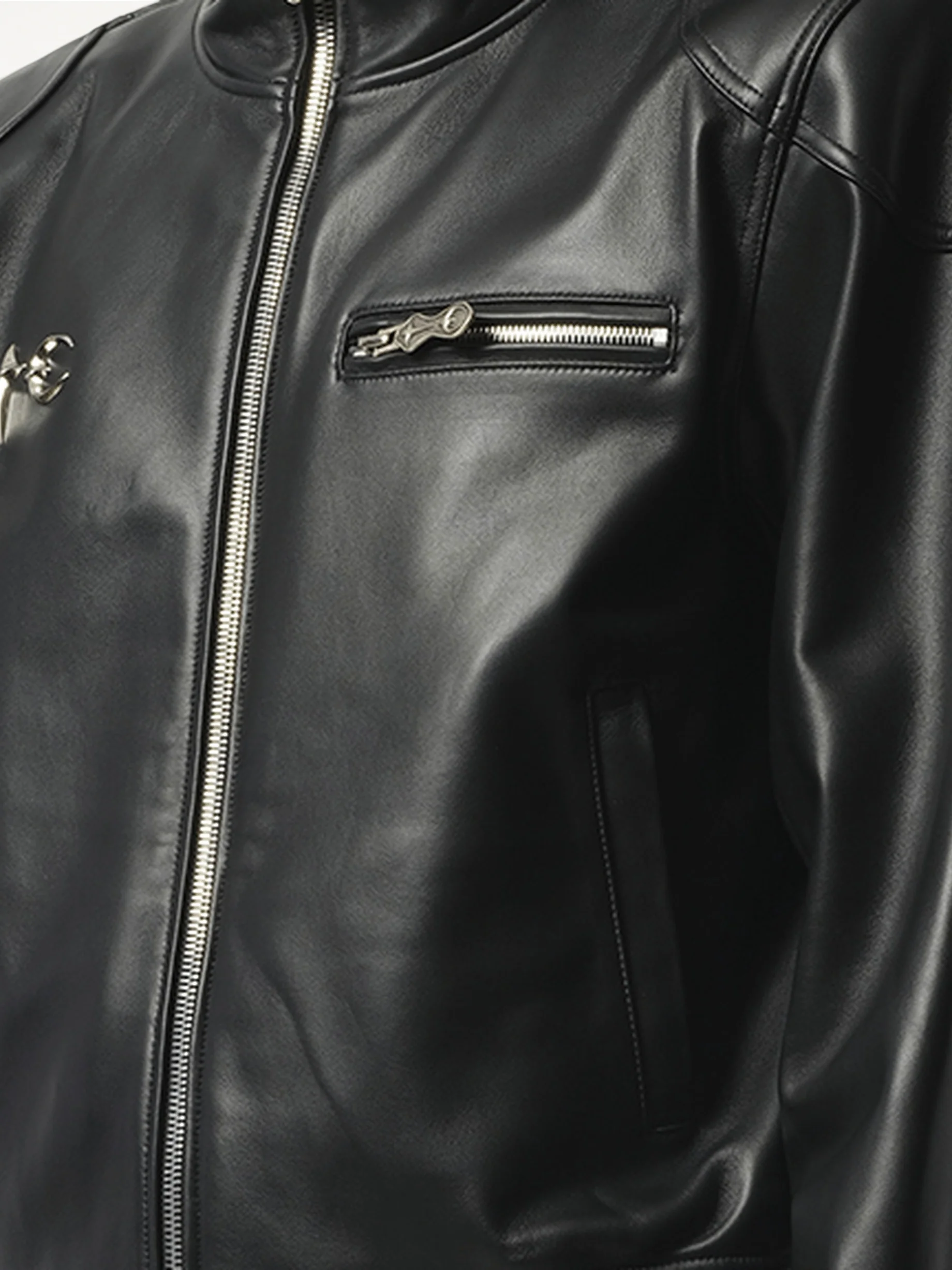 Slim Rock Leather Jacket in Black - Image 3