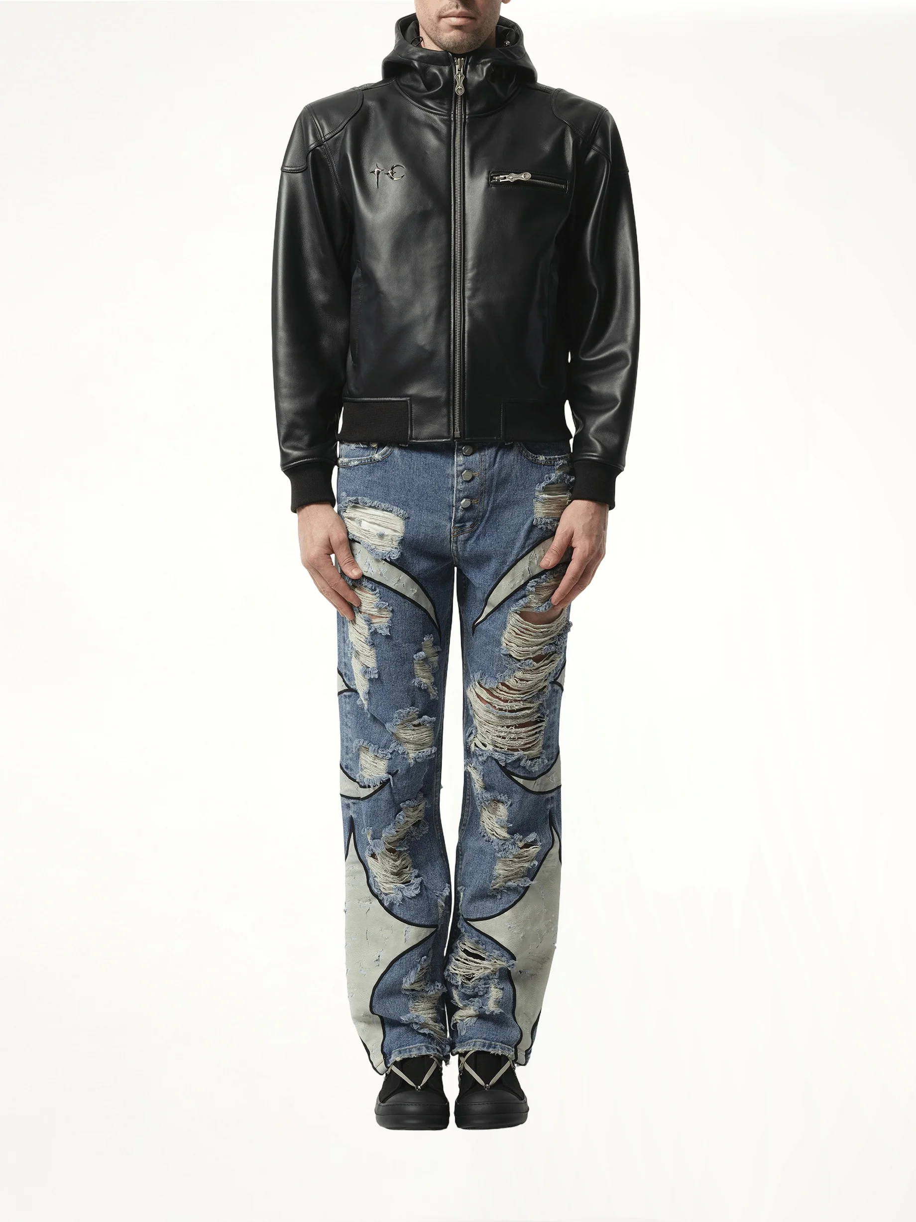 Slim Rock Leather Jacket in Black - Image 4