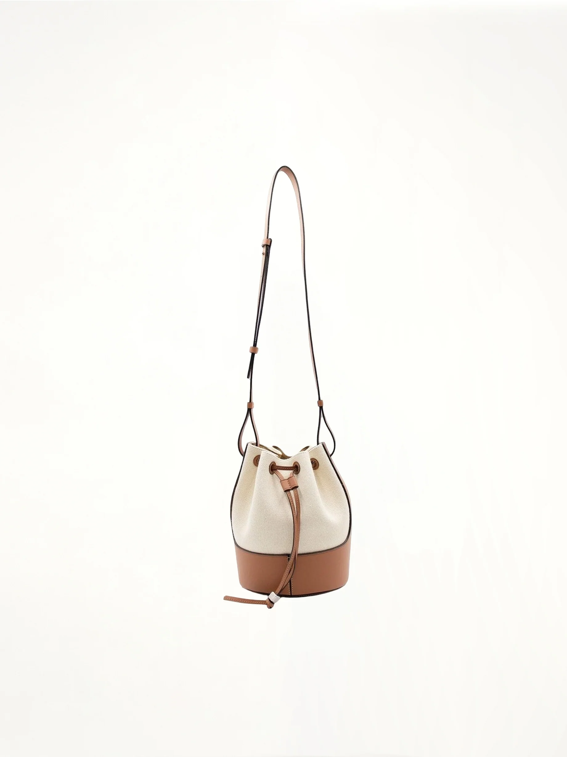 Small Balloon Bag in Canvas and Calfskin in Ecru/Tan - Image 3
