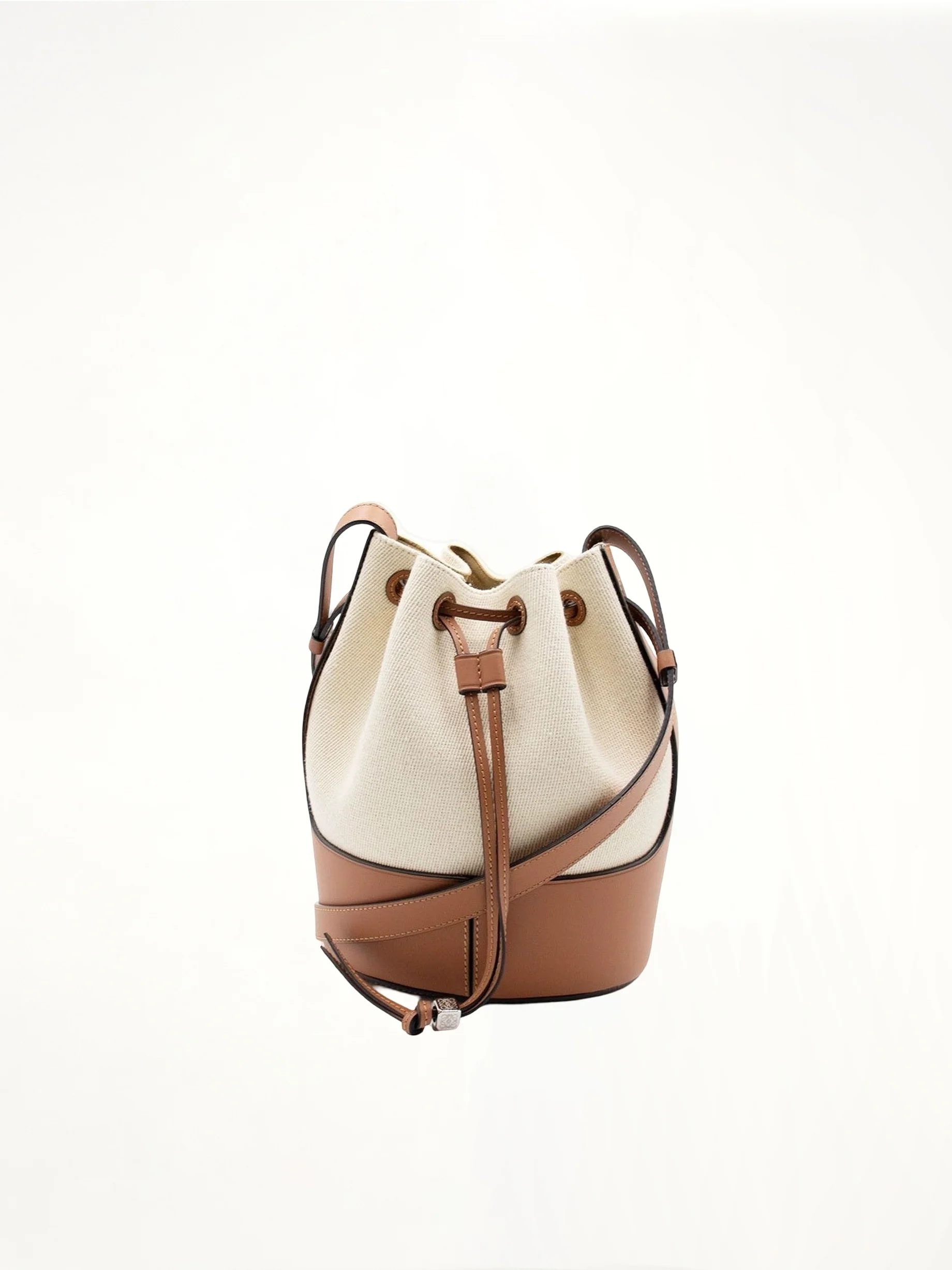 Small Balloon Bag in Canvas and Calfskin in Ecru/Tan - Image 4