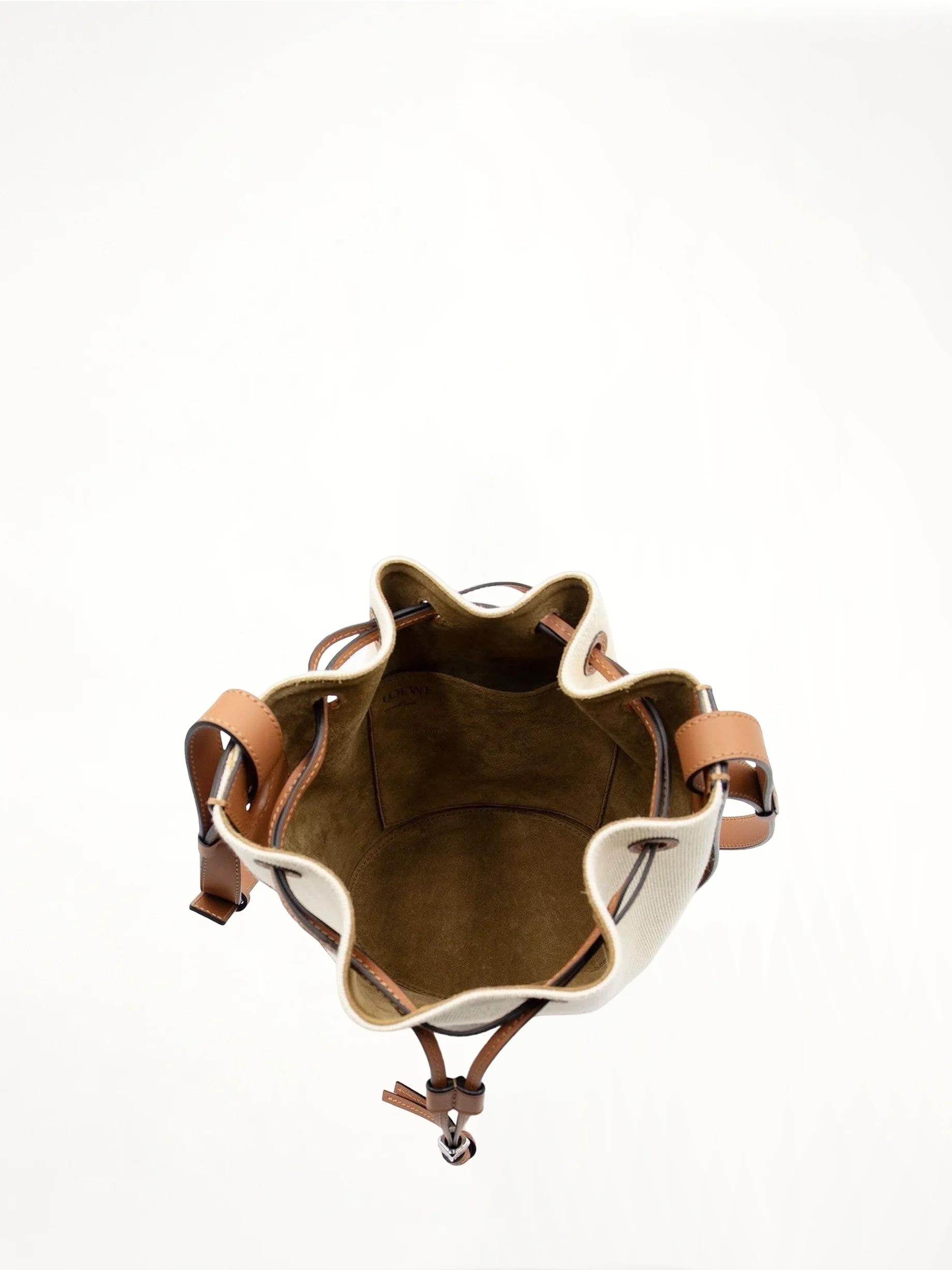 Small Balloon Bag in Canvas and Calfskin in Ecru/Tan - Image 6