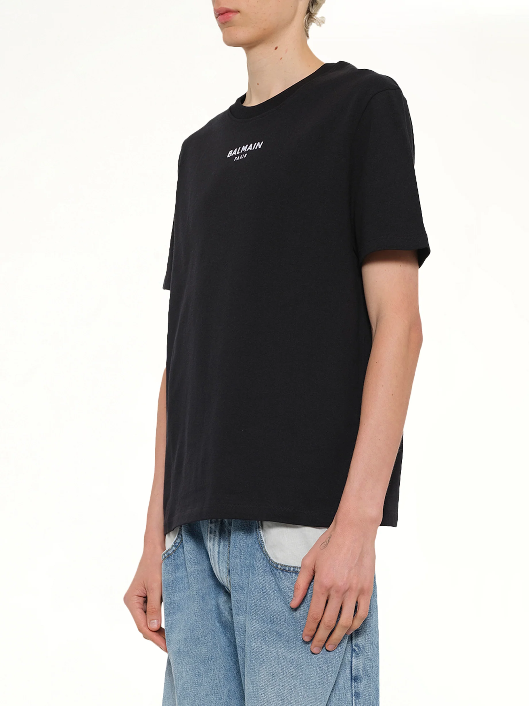 Small Balmain Paris T-Shirt in Black/White - Image 3