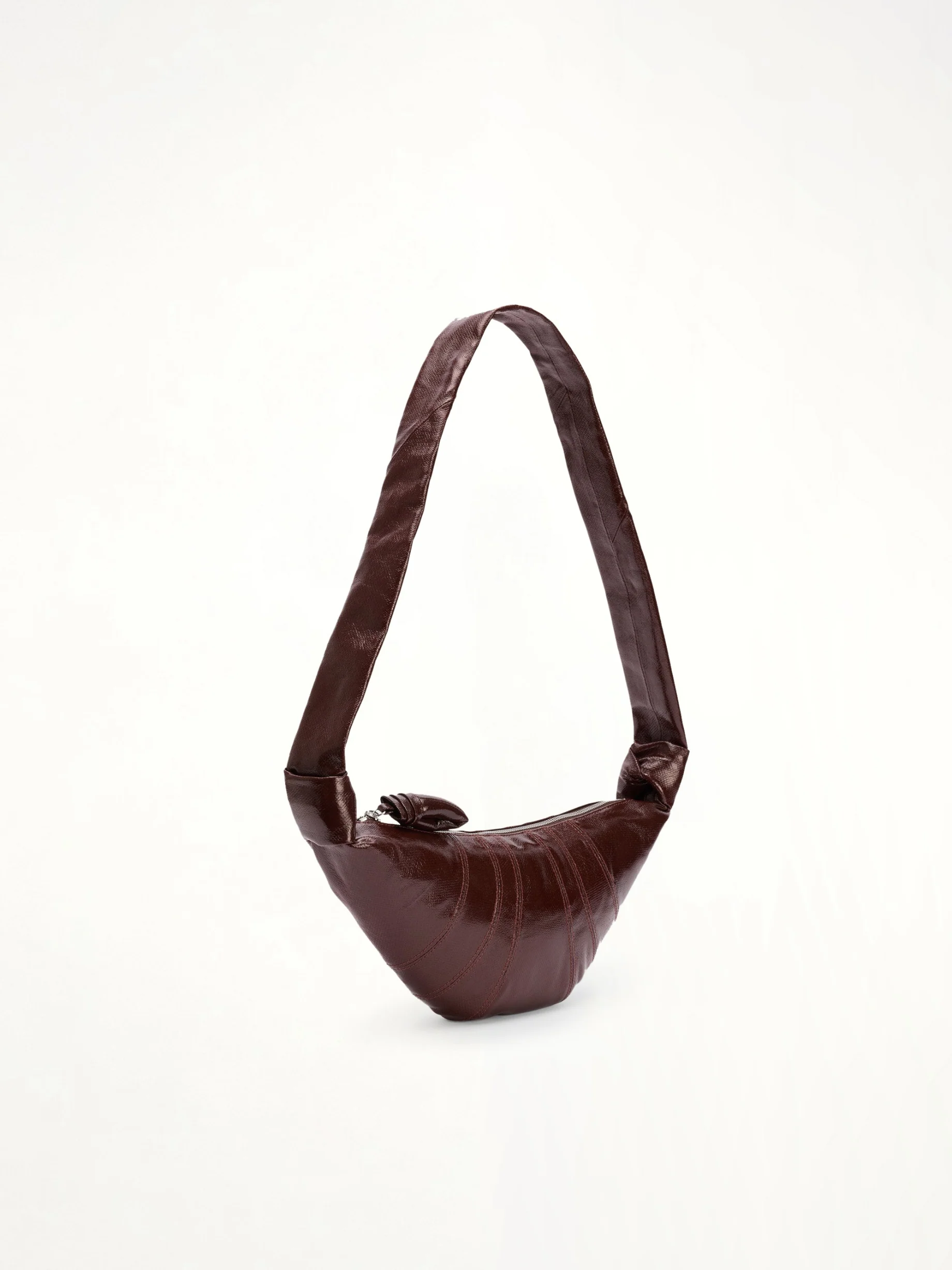 Coated Cotton Small Croissant Bag in Chocolate Fondant - Image 2
