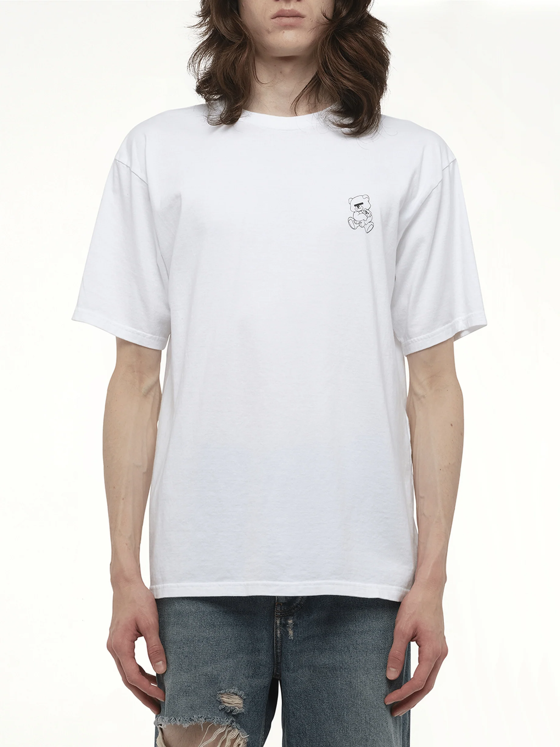 Small Teddy Bear Printed T-Shirt in White