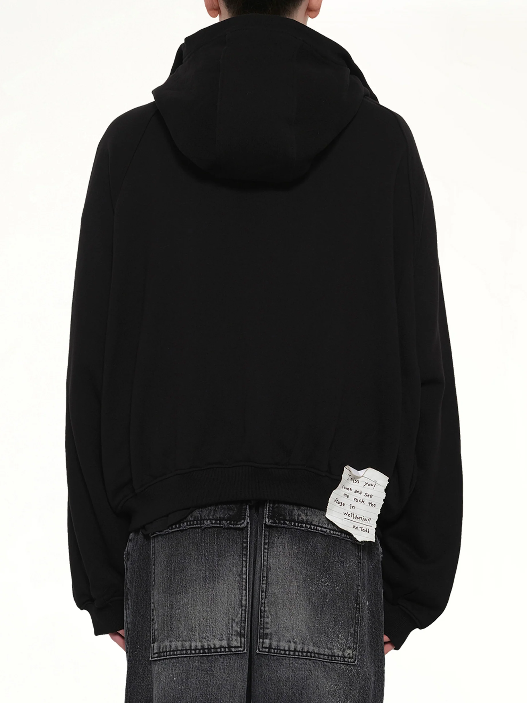 Snap-Detail Jersey Zip-Up Hoodie in Black - Image 5