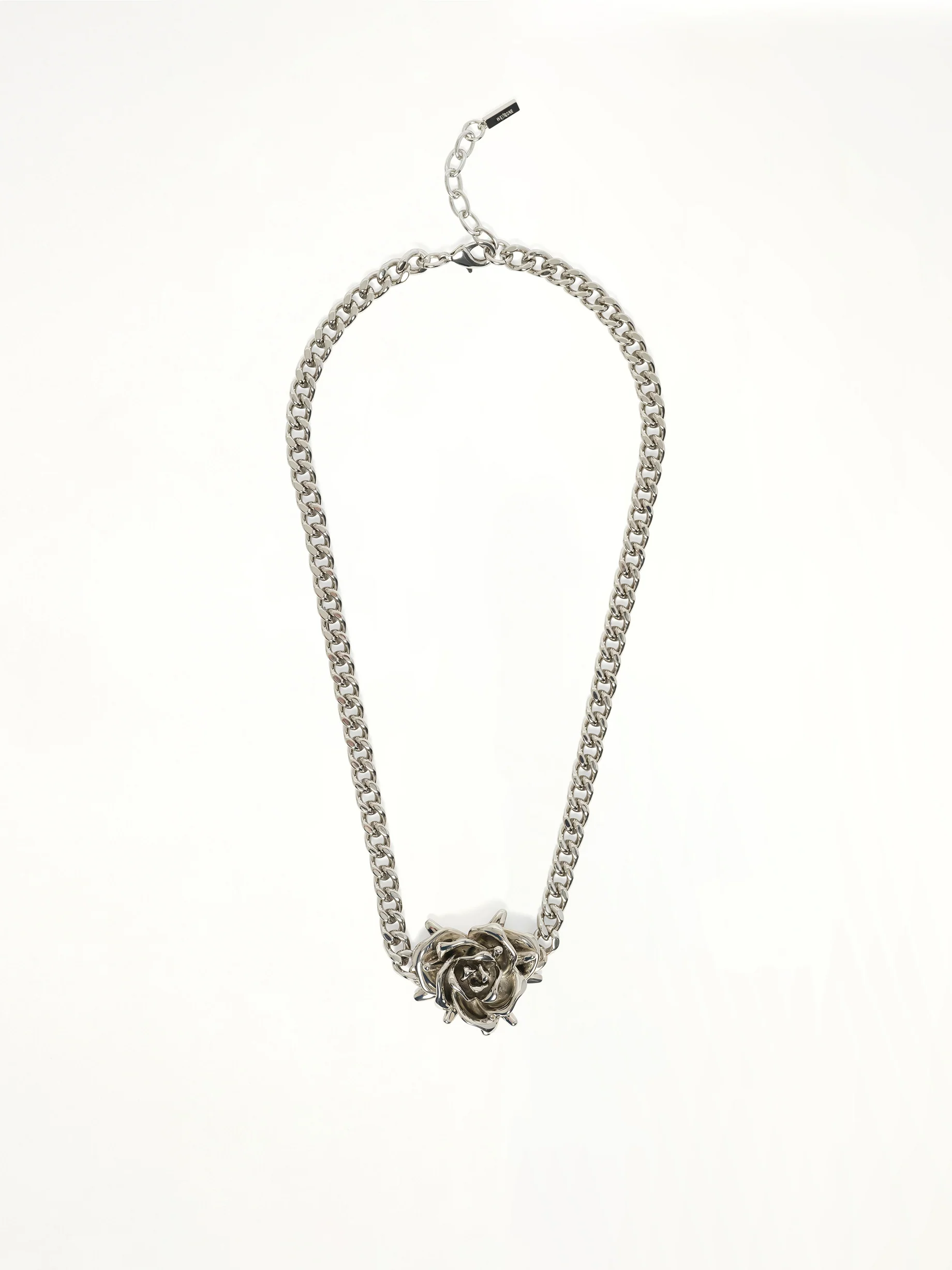 Spiky Rose Necklace in Silver