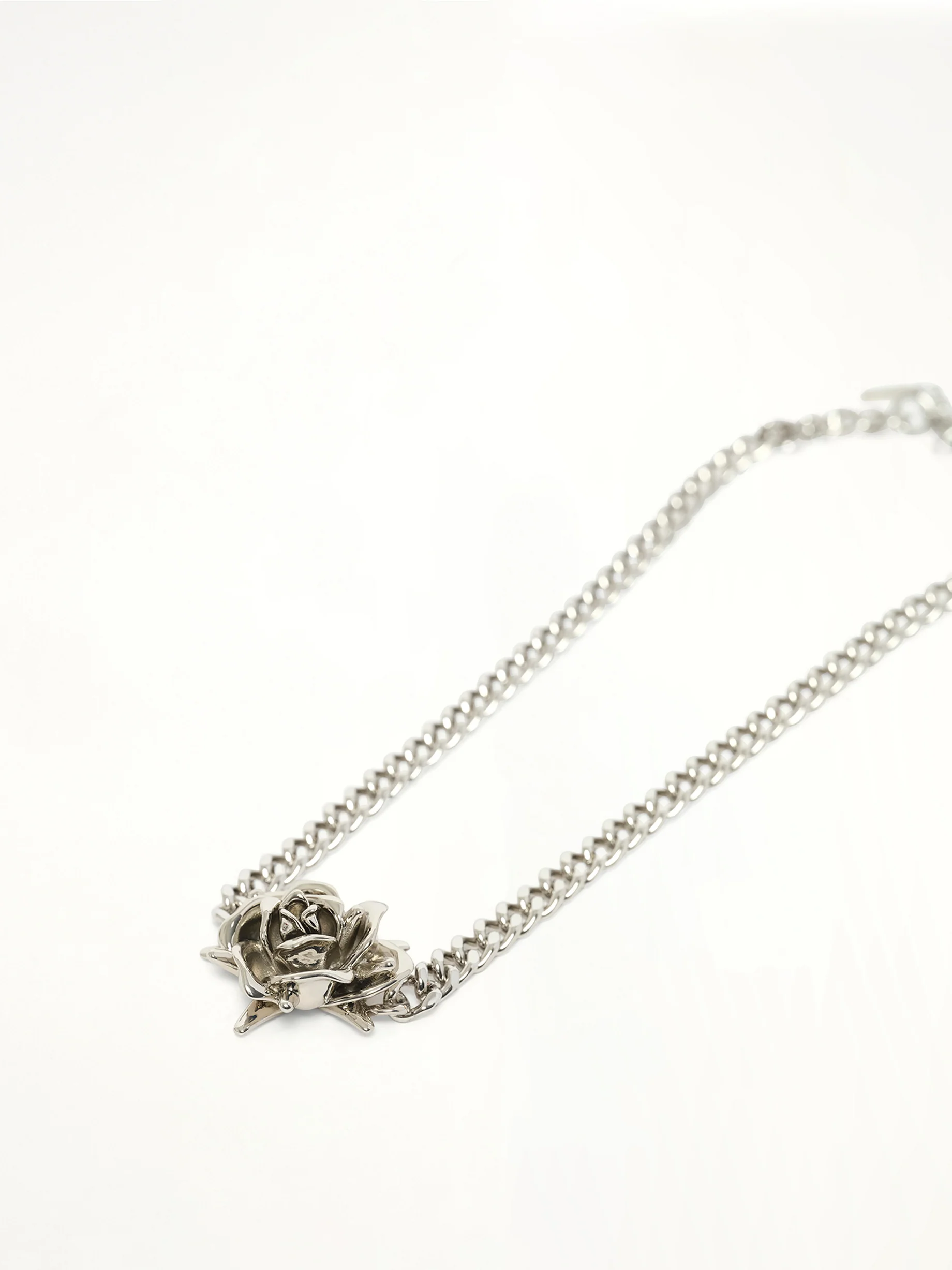 Spiky Rose Necklace in Silver - Image 3