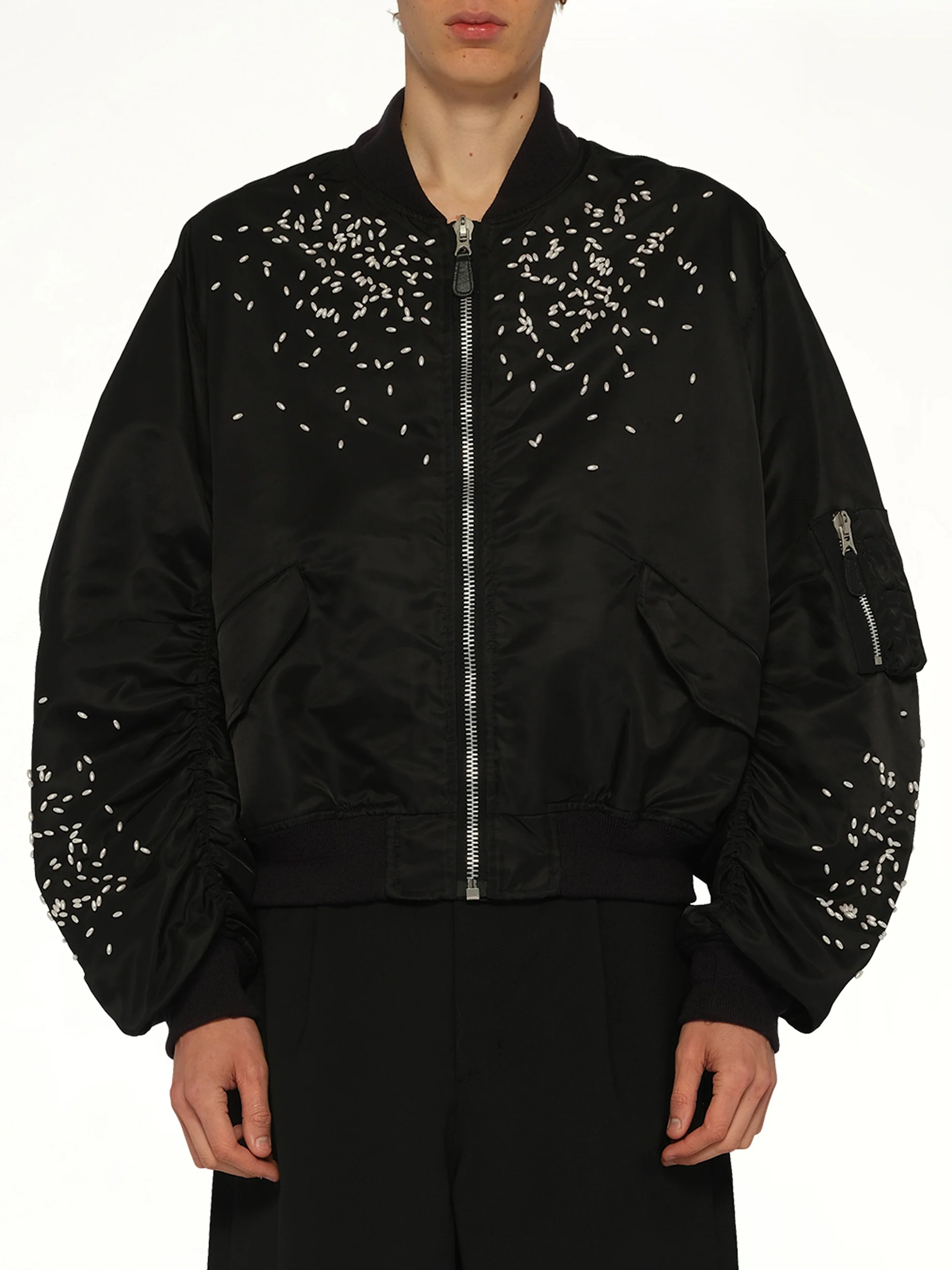 Spilled Rice Bomber Jacket in Black