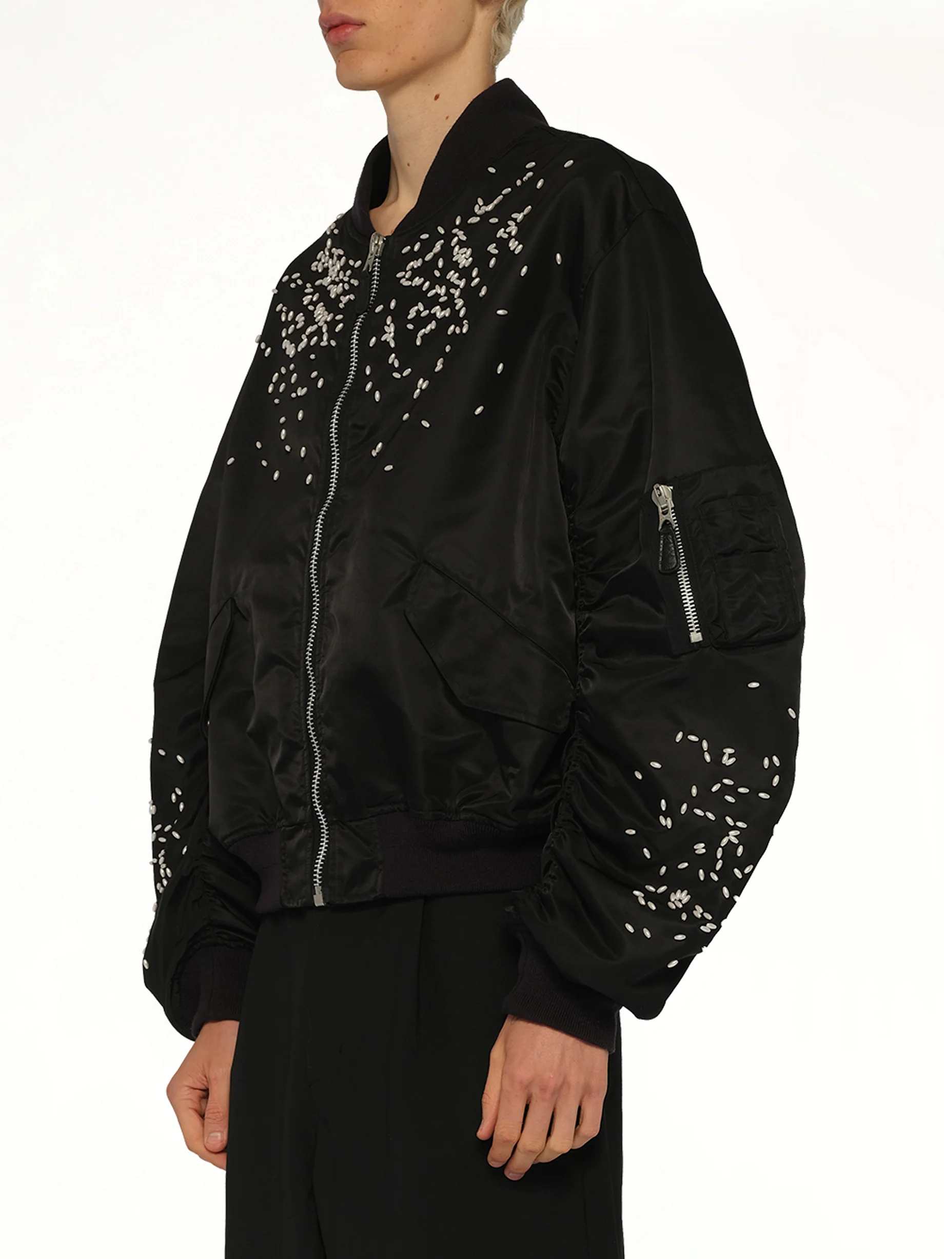 Spilled Rice Bomber Jacket in Black - Image 3
