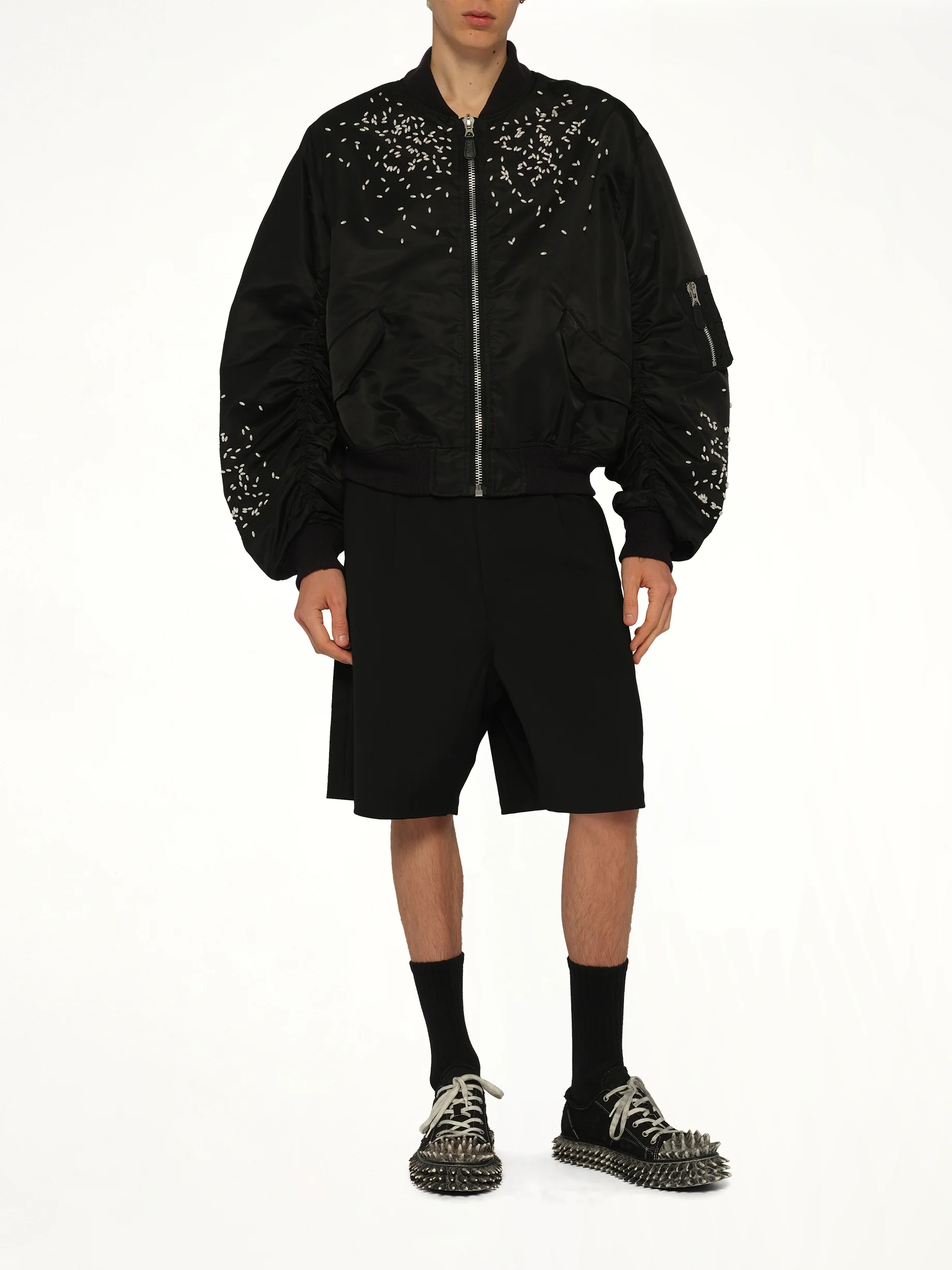 Spilled Rice Bomber Jacket in Black - Image 4