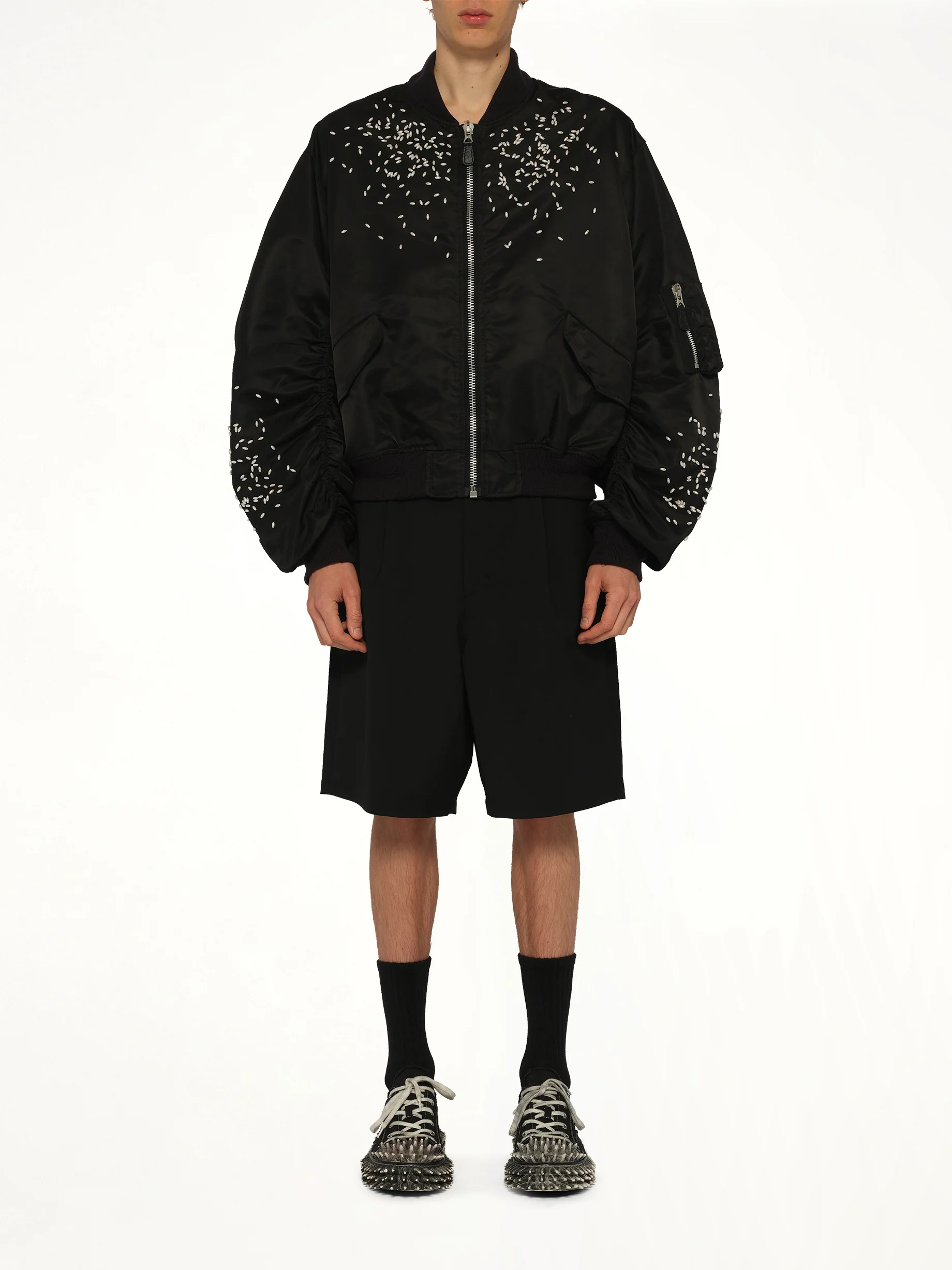 Spilled Rice Bomber Jacket in Black - Image 7