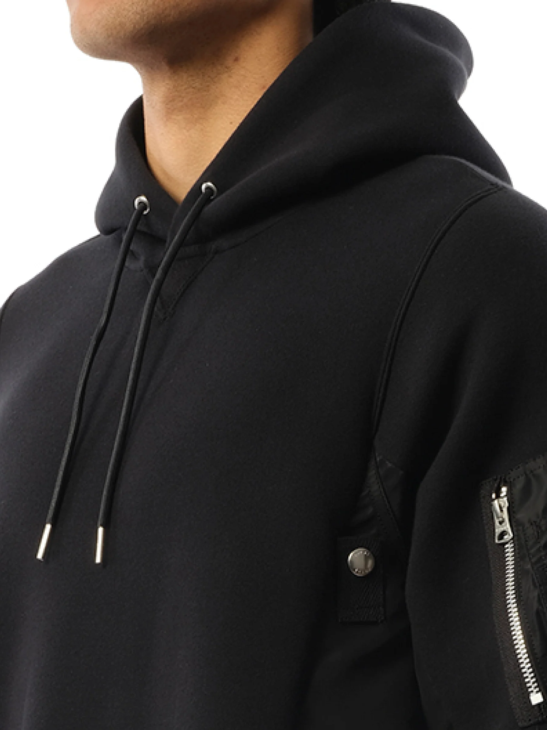 Sponge Sweat Nylon Twill Hoodie in Black - Image 3
