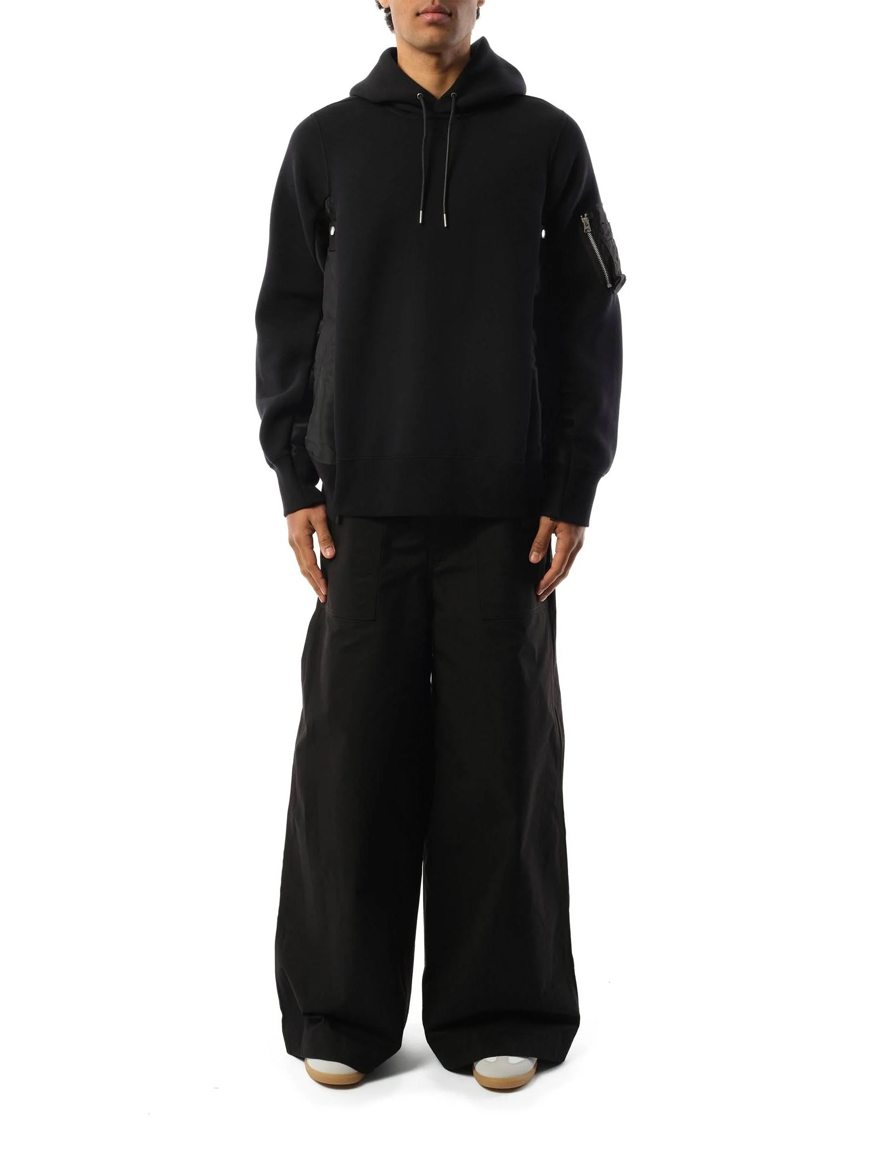 Sponge Sweat Nylon Twill Hoodie in Black - Image 4