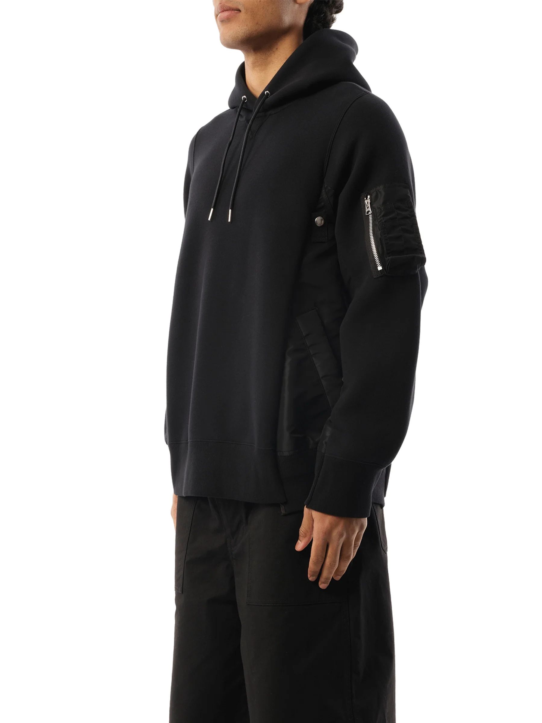 Sponge Sweat Nylon Twill Hoodie in Black - Image 5