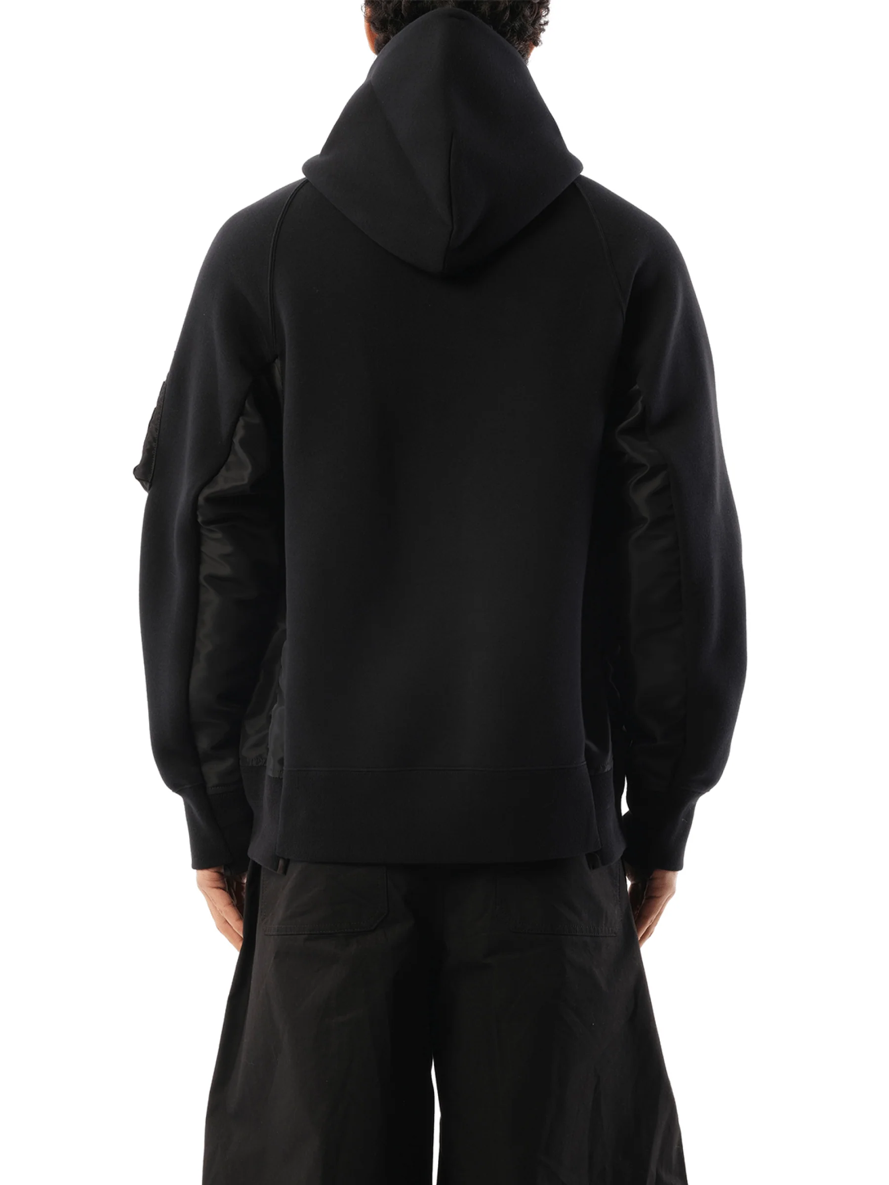 Sponge Sweat Nylon Twill Hoodie in Black - Image 6