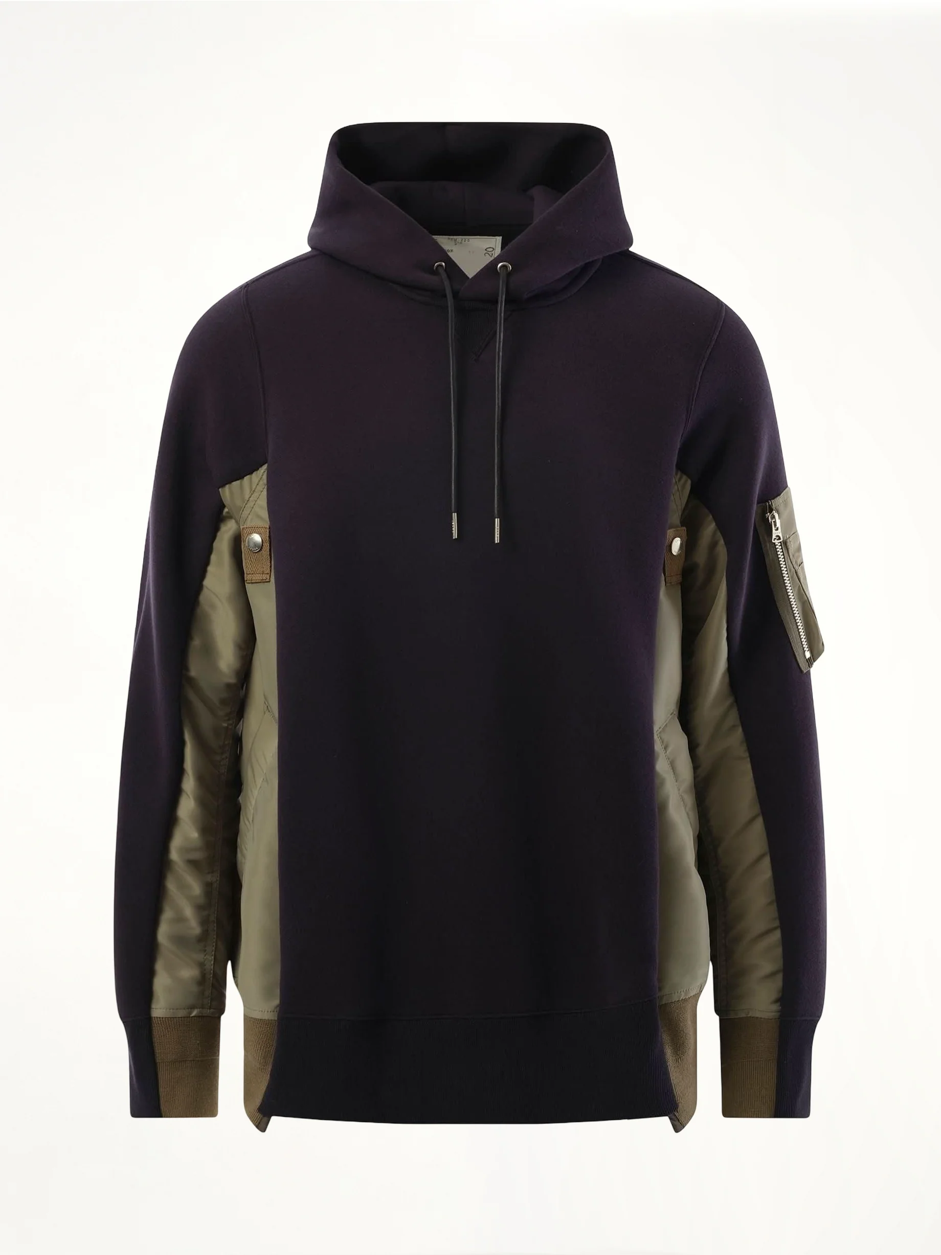 Sponge Sweat Nylon Twill Hoodie in Navy/Khaki - Image 2