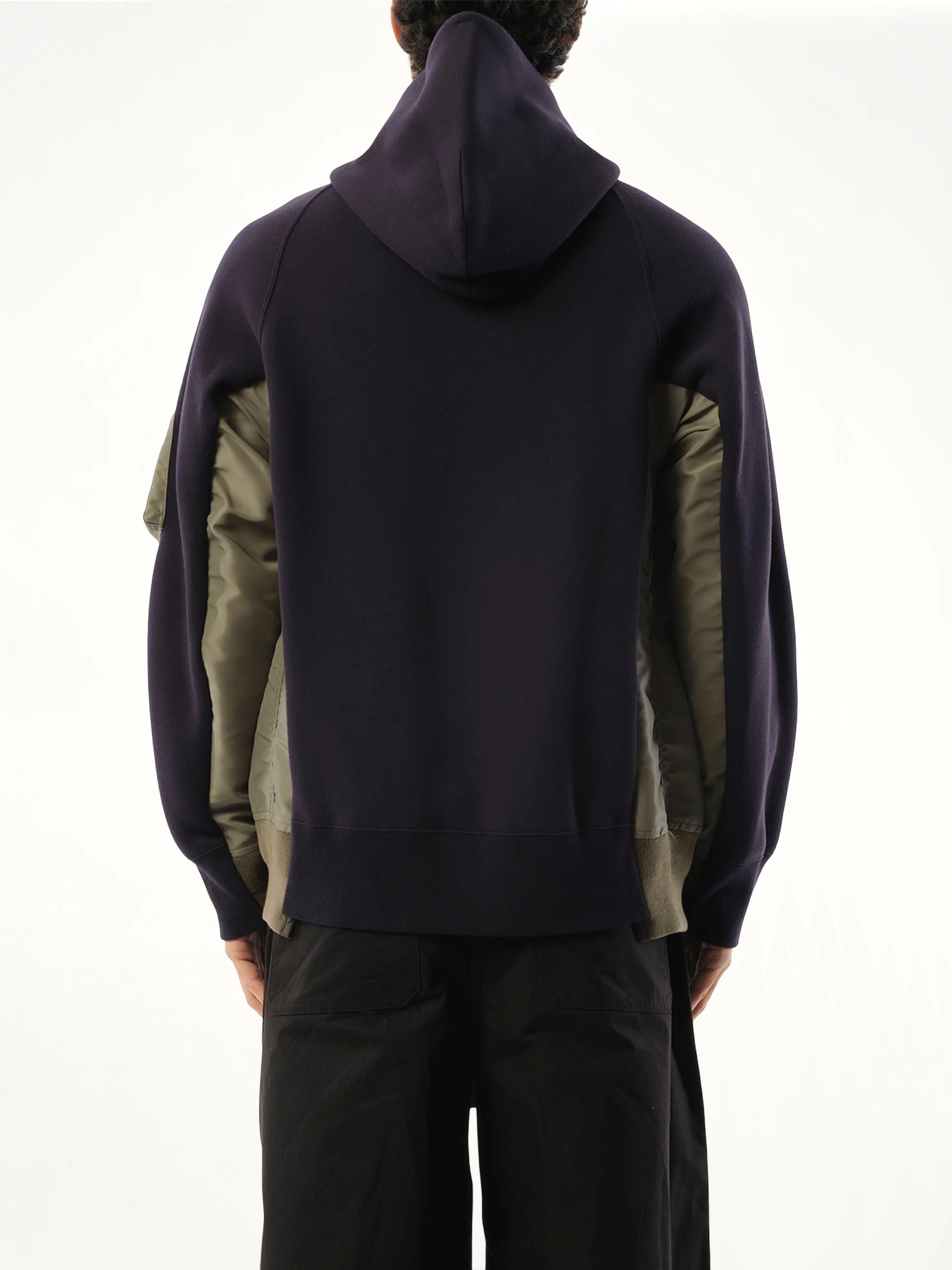 Sponge Sweat Nylon Twill Hoodie in Navy/Khaki - Image 6