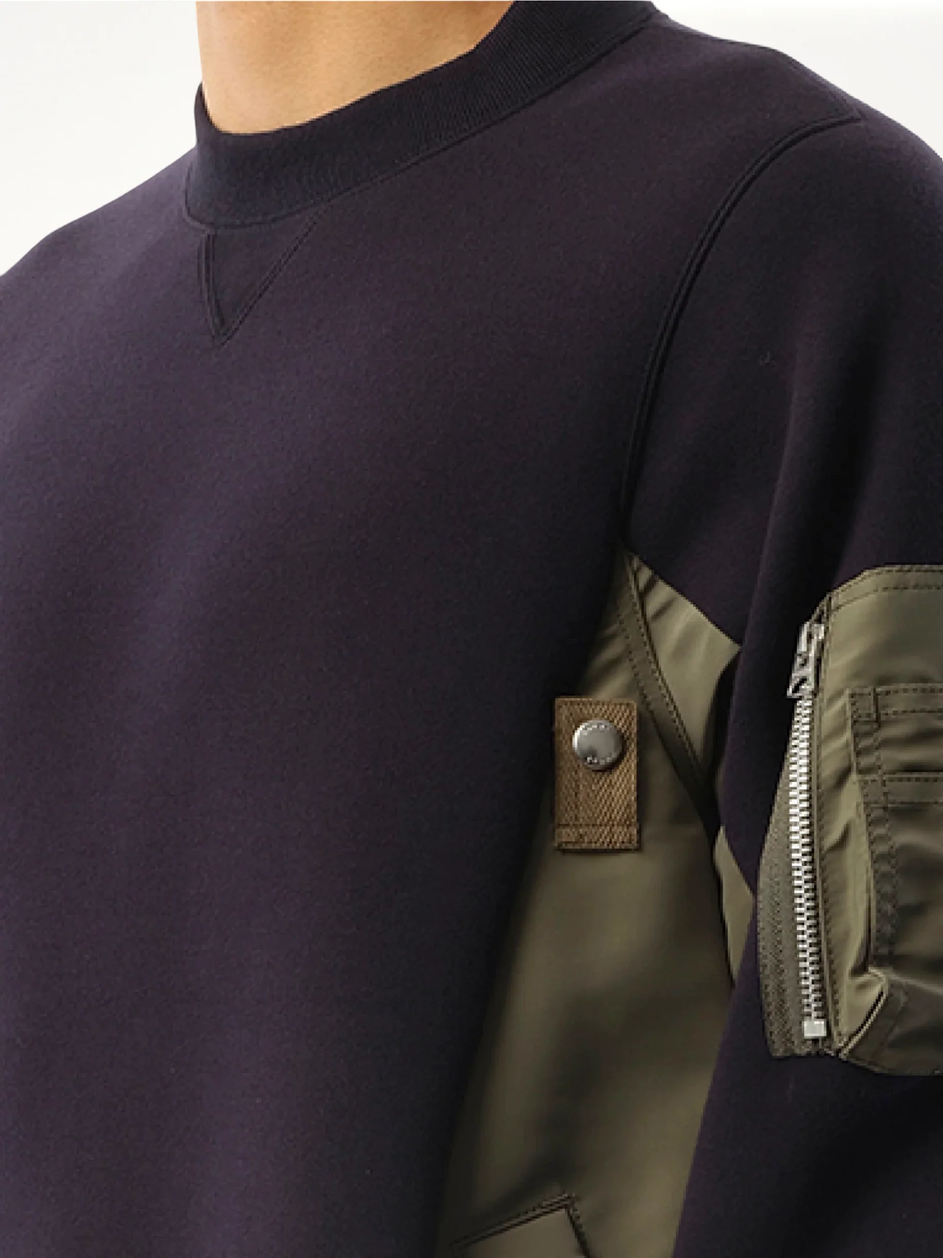 Sponge Sweat Nylon Twill Pullover in Navy/Khaki - Image 3