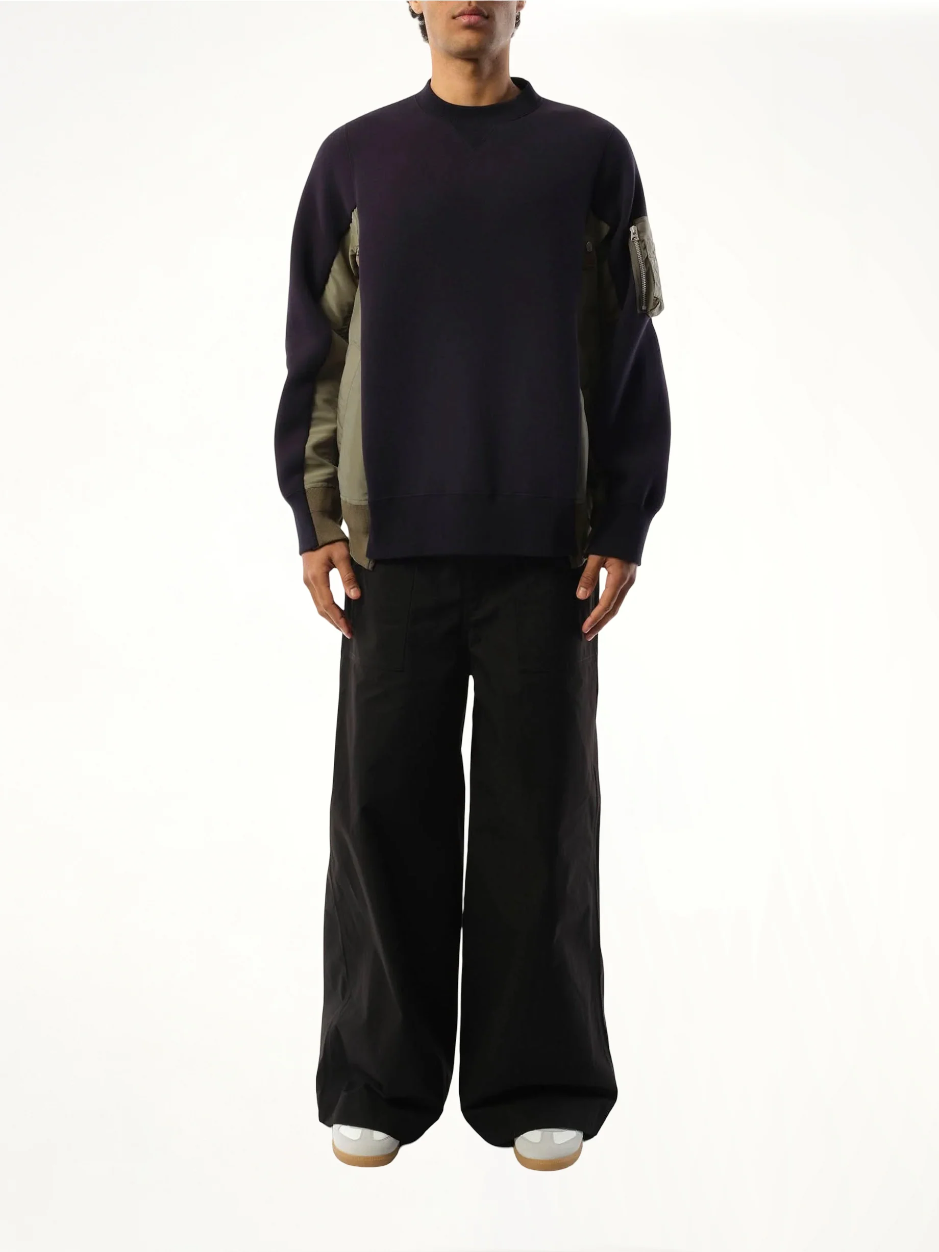 Sponge Sweat Nylon Twill Pullover in Navy/Khaki - Image 4