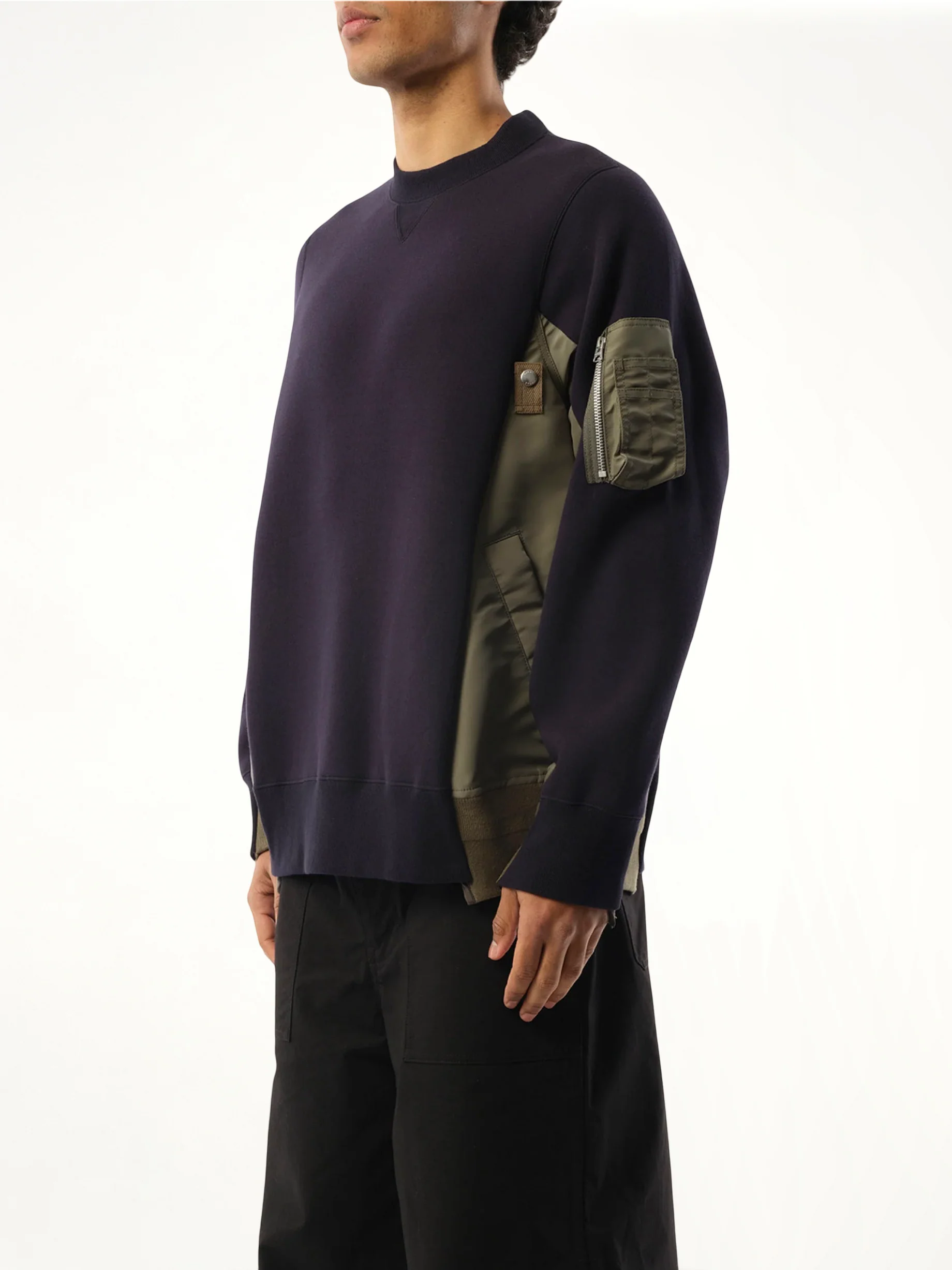 Sponge Sweat Nylon Twill Pullover in Navy/Khaki - Image 5