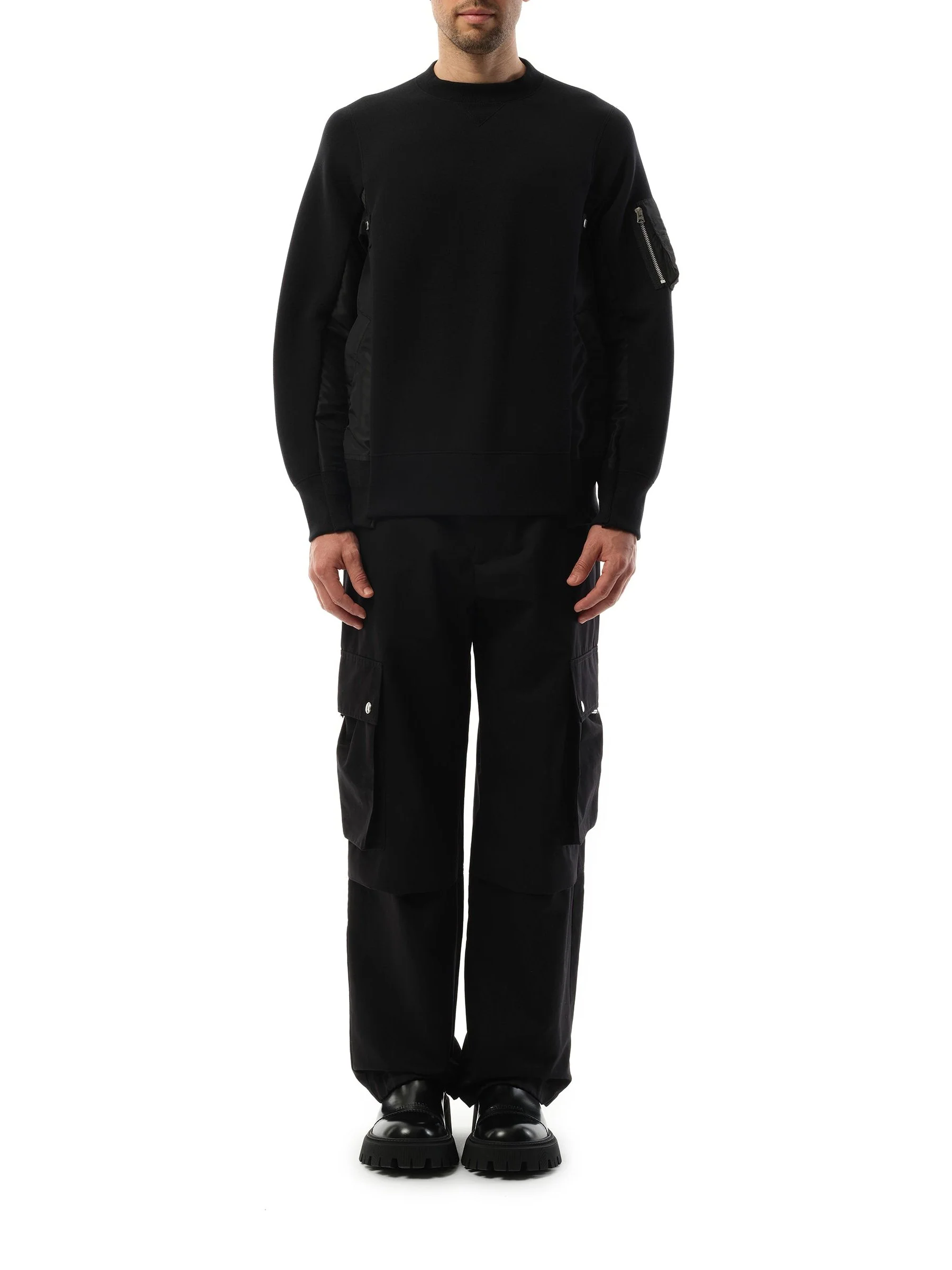 Sponge Sweat Nylon Twill Sweatshirt in Black - Image 4