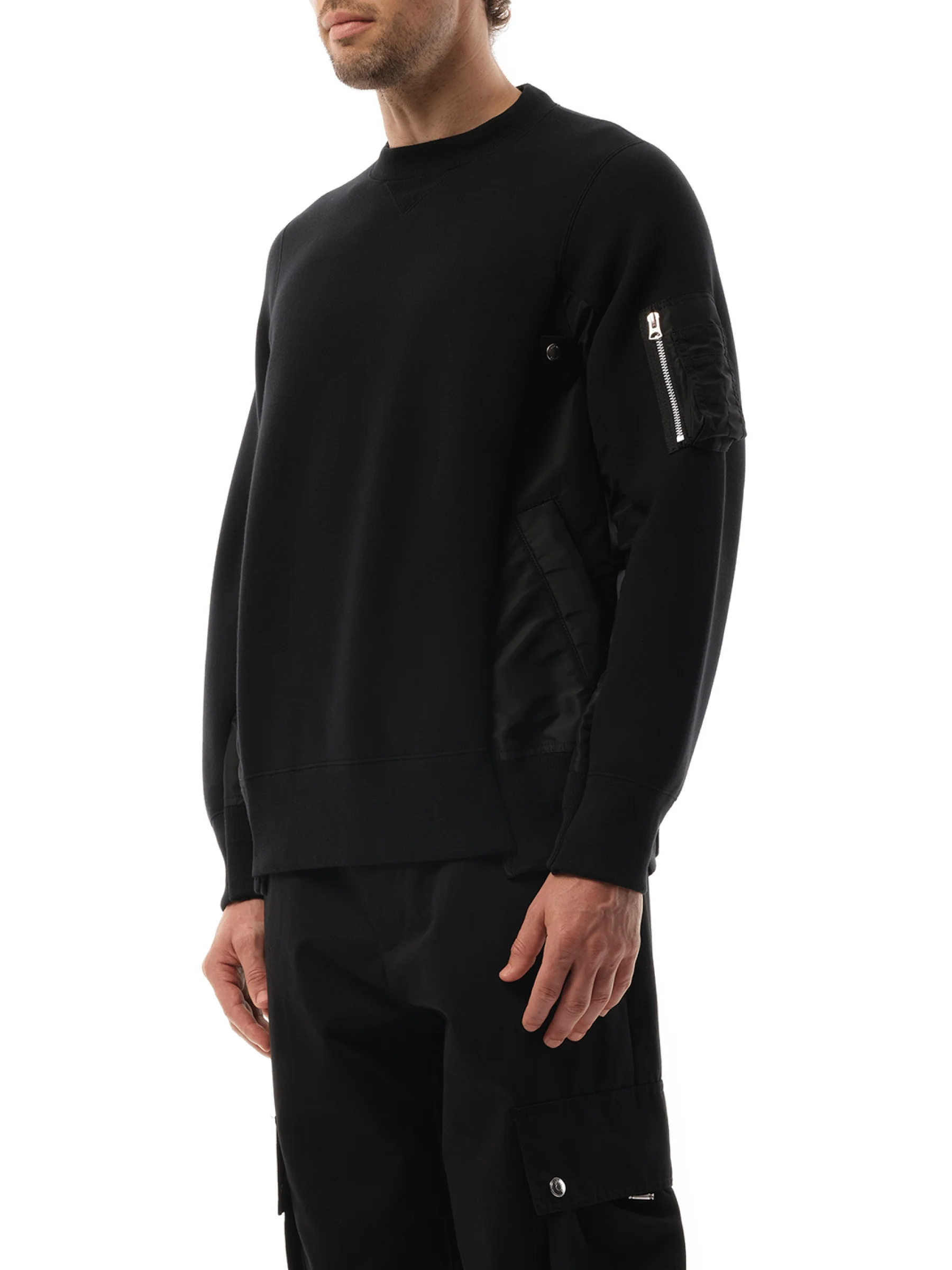 Sponge Sweat Nylon Twill Sweatshirt in Black - Image 5