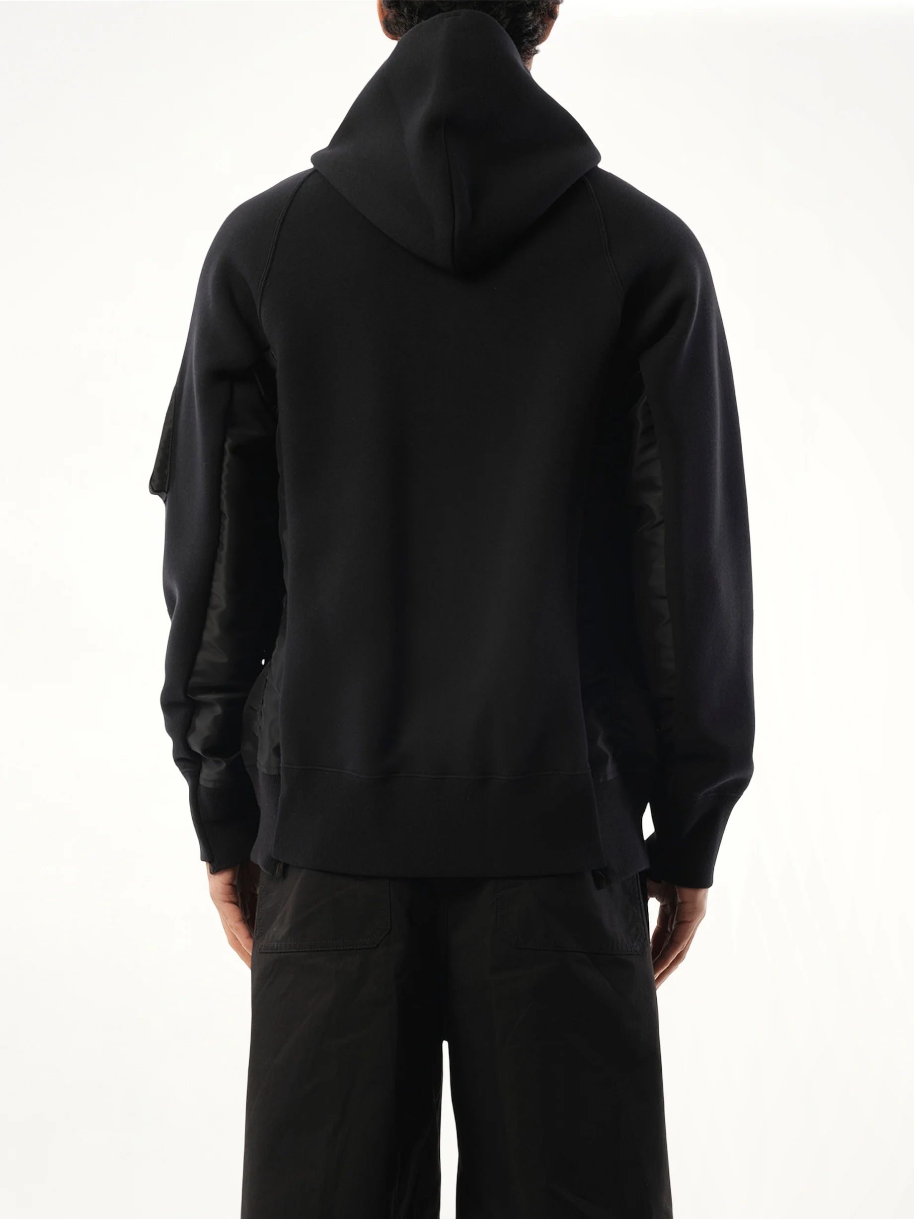 Sponge Sweat Nylon Twill Zip Hoodie in Black - Image 6