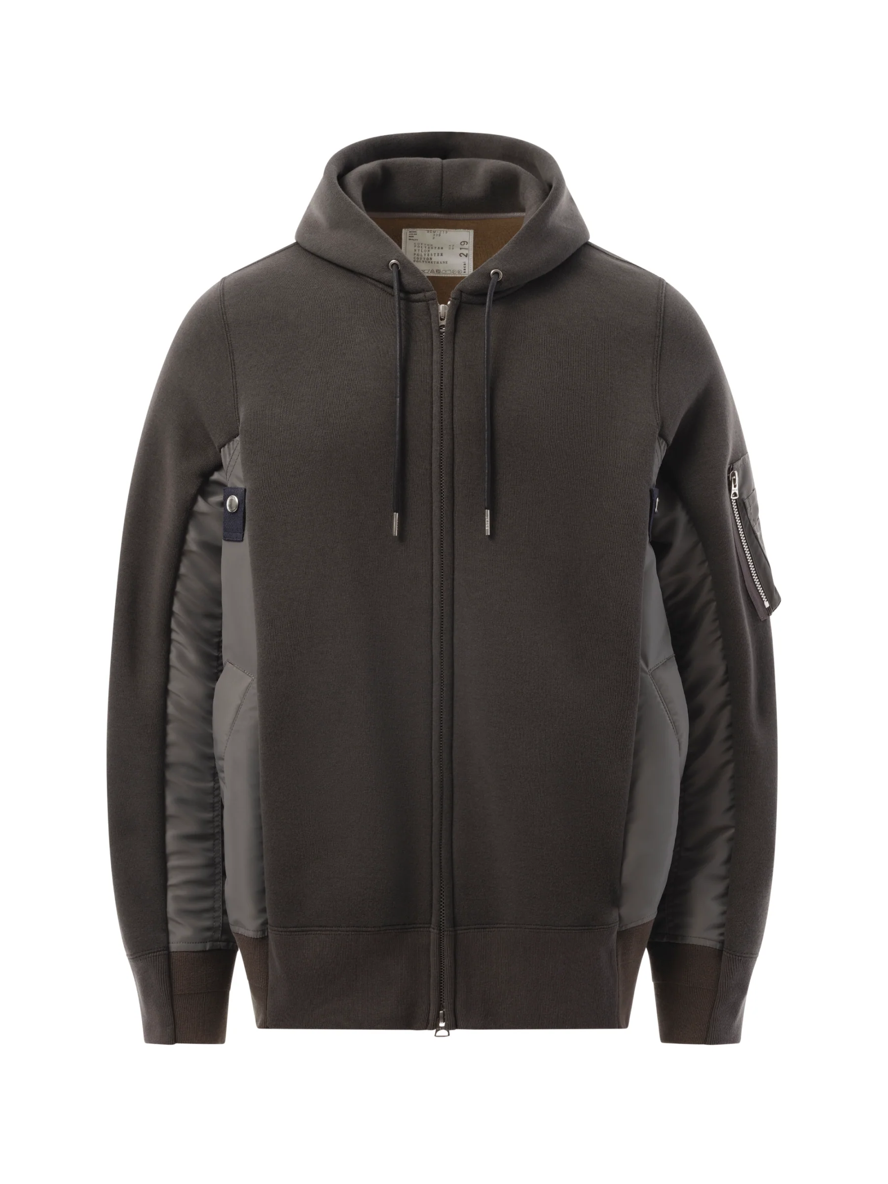 Sponge Sweat Nylon Twill Zip Hoodie in Charcoal Gray - Image 2
