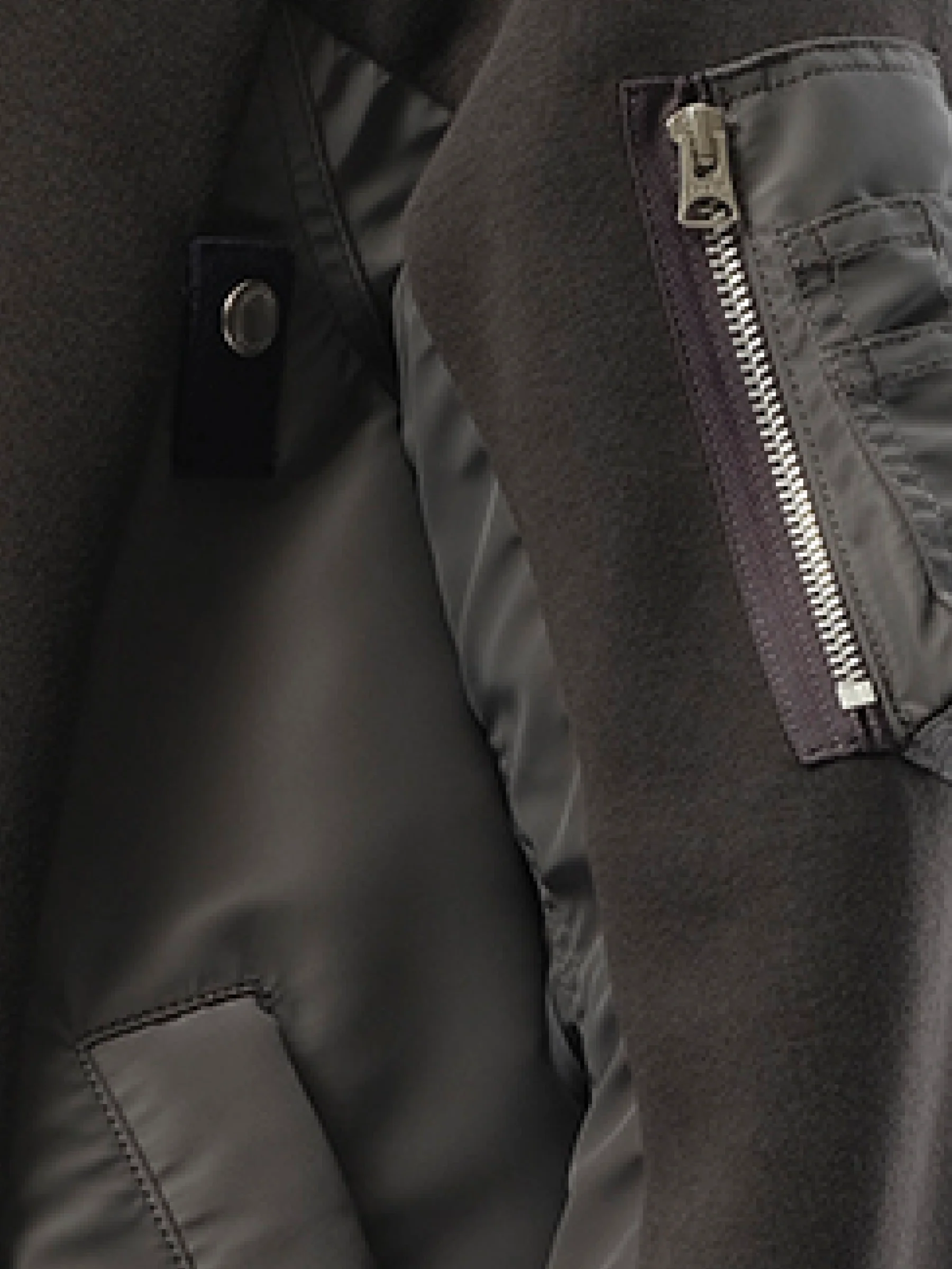 Sponge Sweat Nylon Twill Zip Hoodie in Charcoal Gray - Image 3