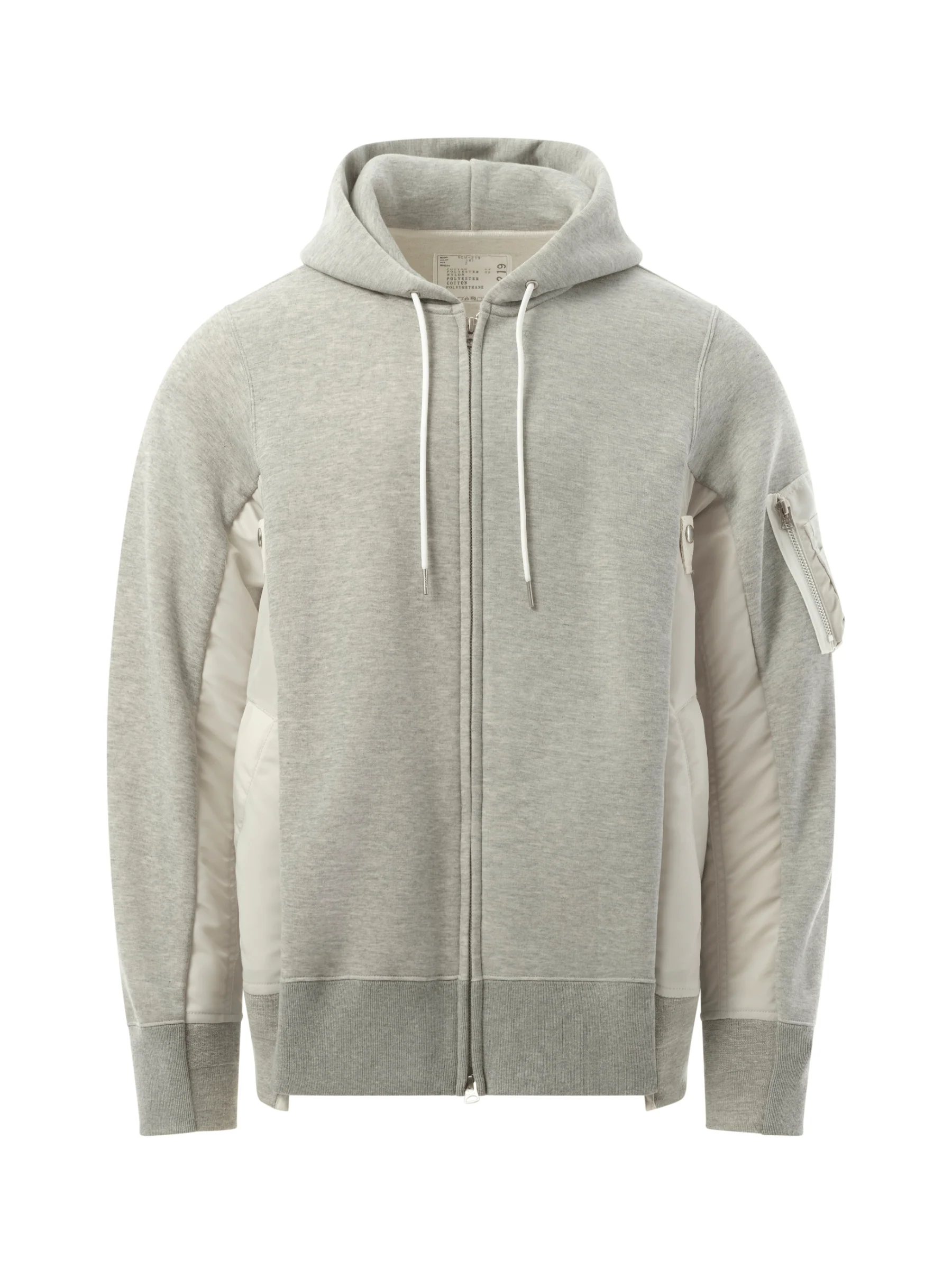 Sponge Sweat Nylon Twill Zip Hoodie in Light Gray - Image 2