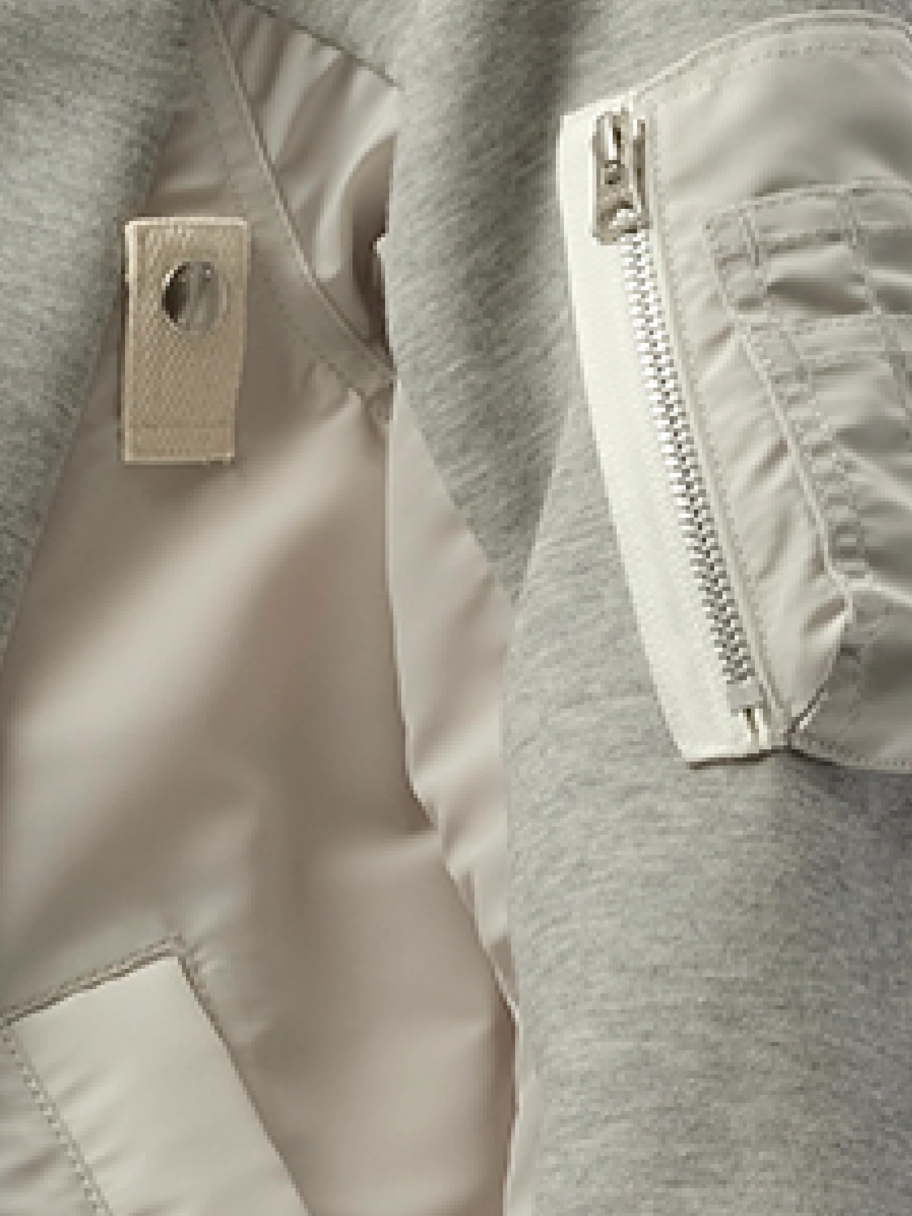 Sponge Sweat Nylon Twill Zip Hoodie in Light Gray - Image 3