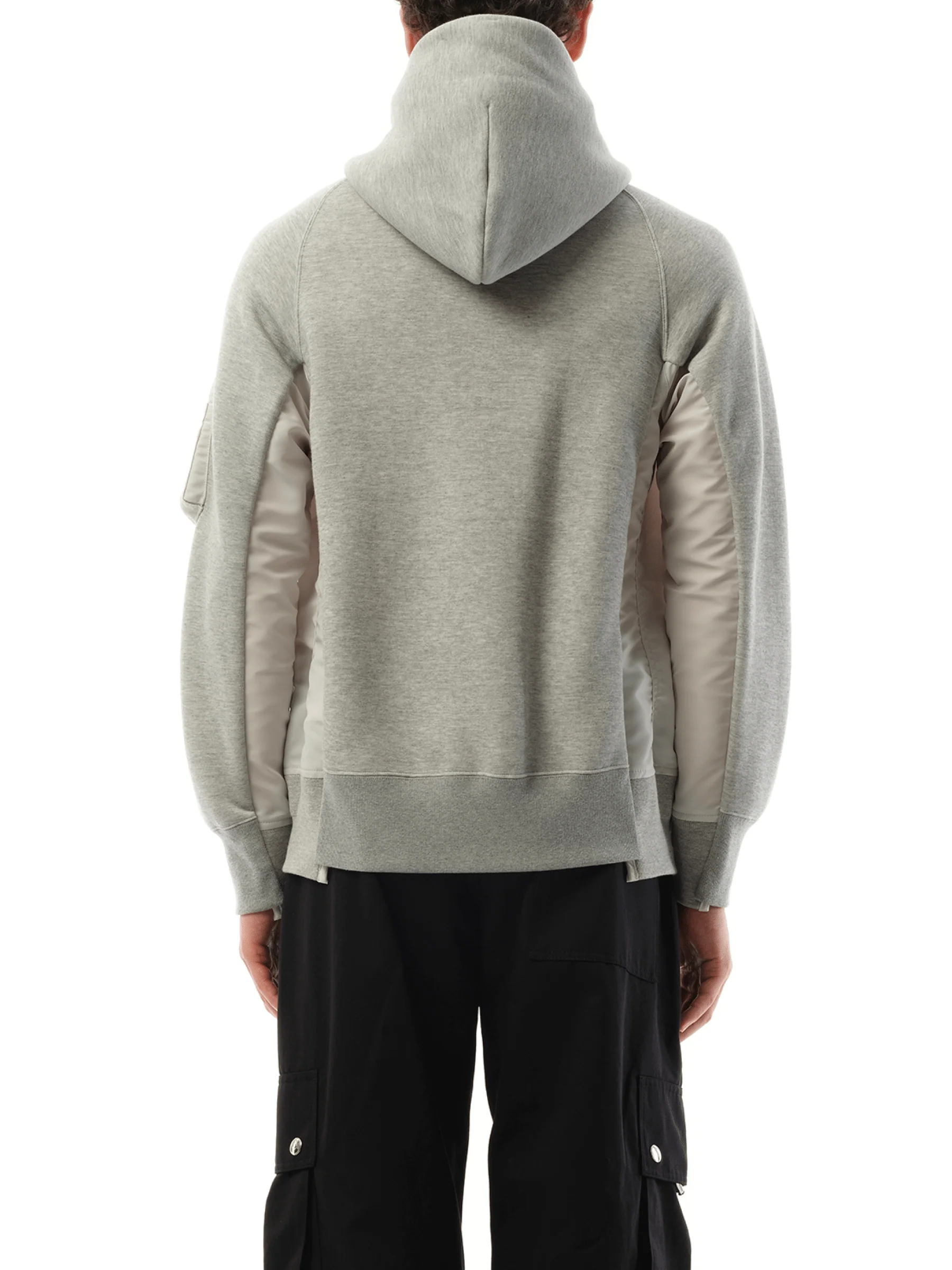 Sponge Sweat Nylon Twill Zip Hoodie in Light Gray - Image 6