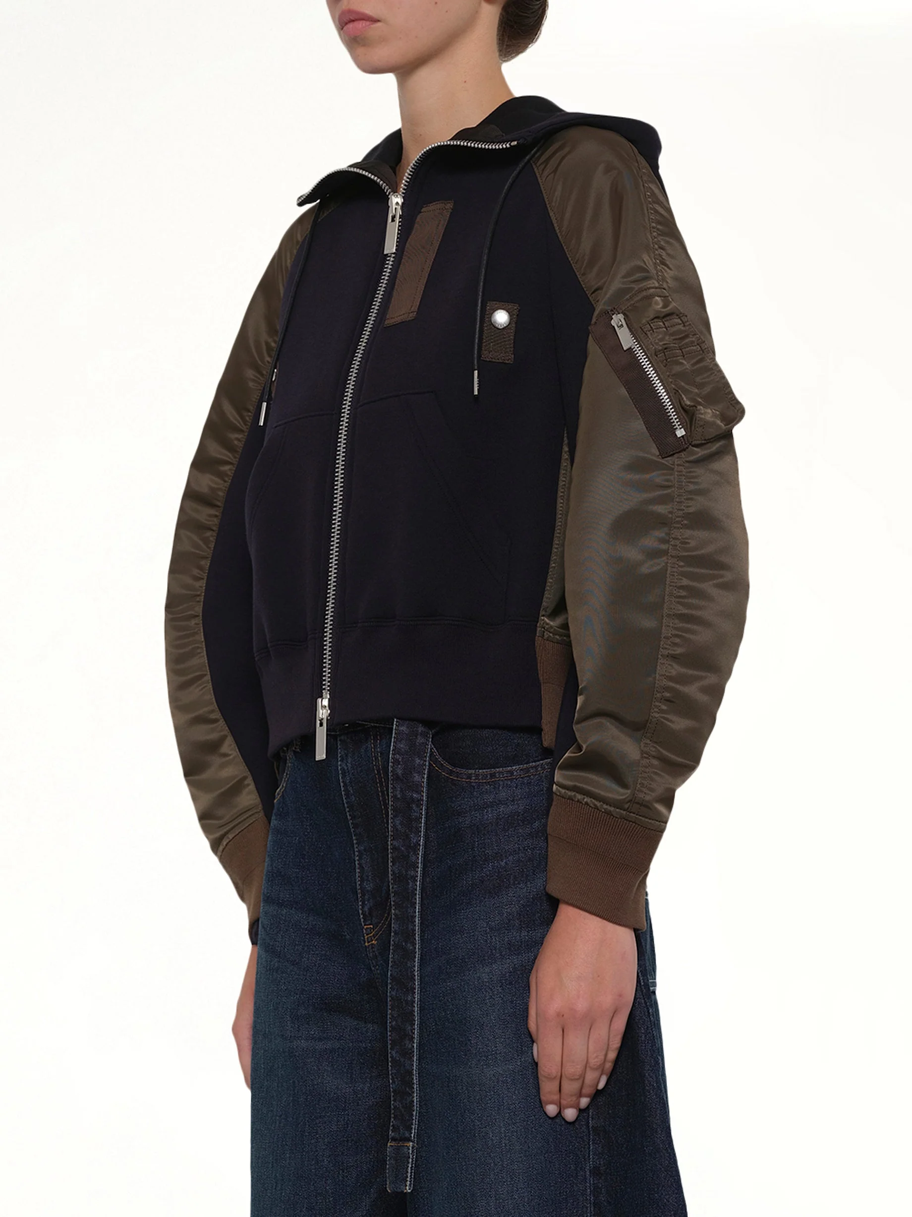Sponge Sweat Twist Hoodie in Navy/Dark Khaki - Image 3
