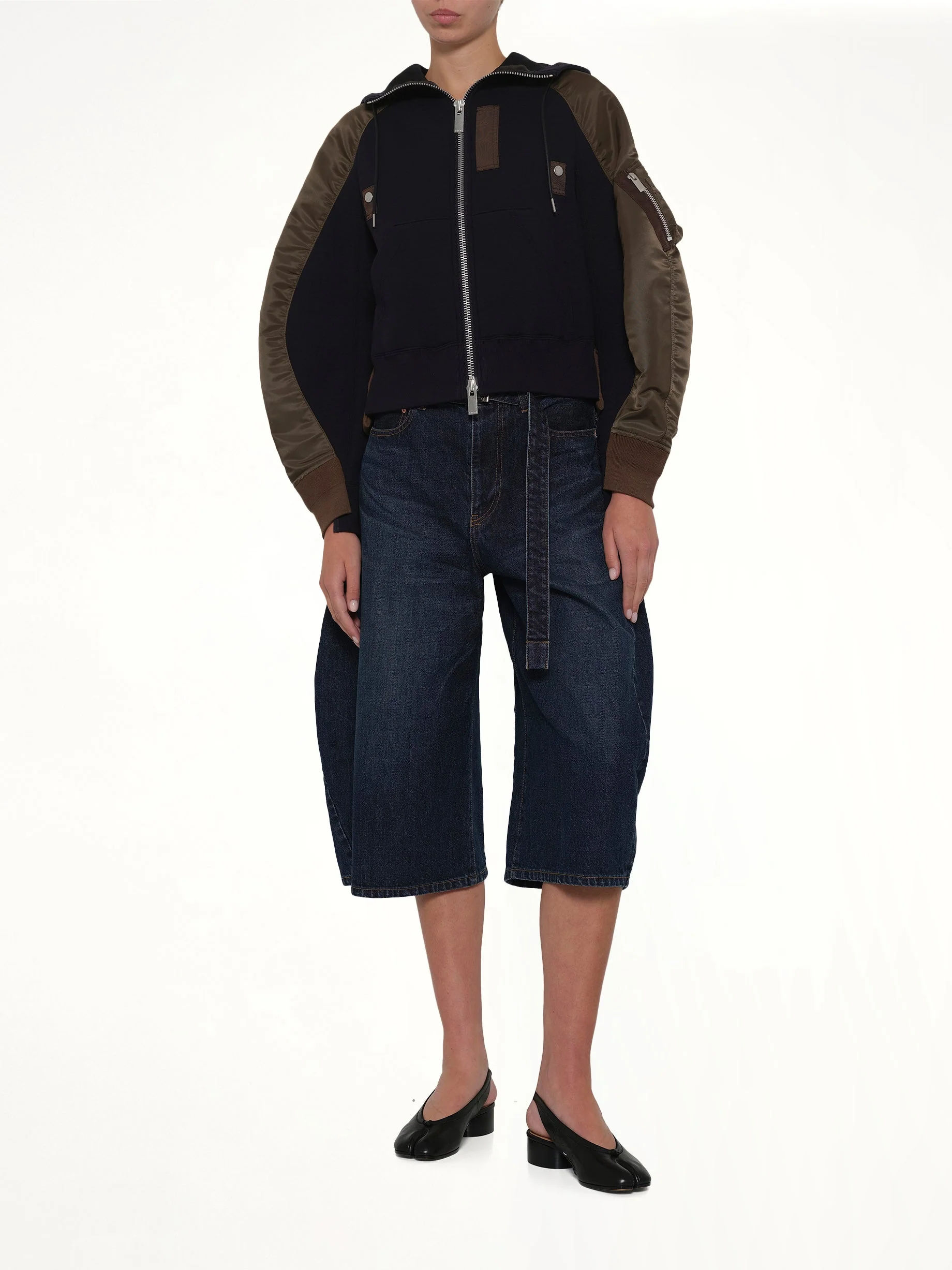 Sponge Sweat Twist Hoodie in Navy/Dark Khaki - Image 4