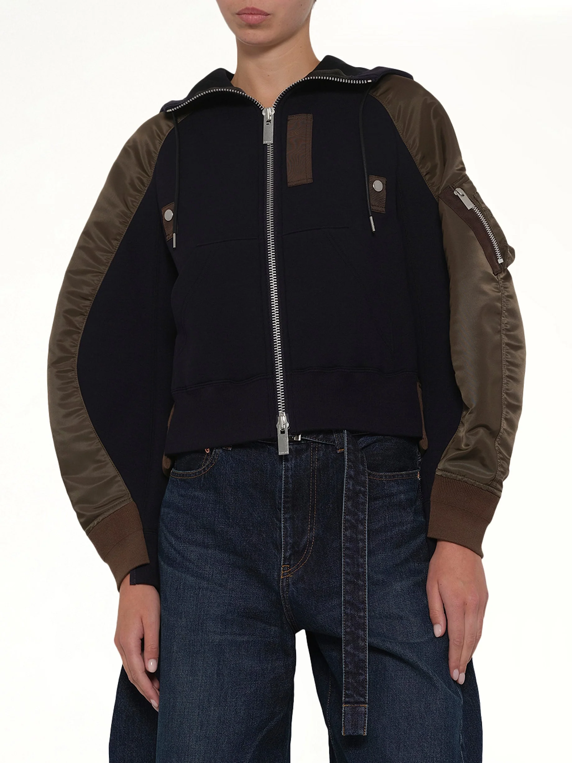 Sponge Sweat Twist Hoodie in Navy/Dark Khaki - Image 6