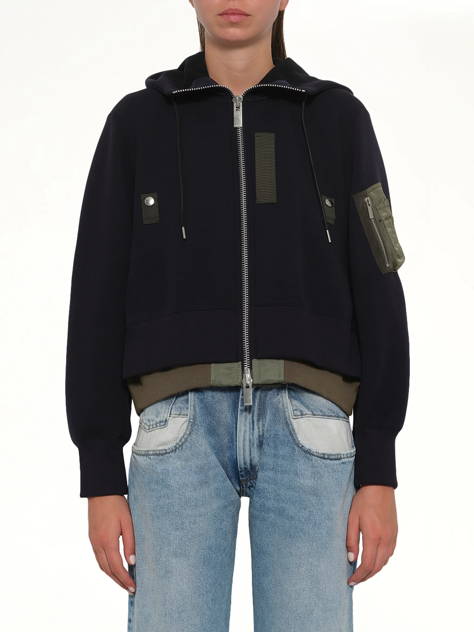 Sponge Sweat x Nylon Twill Small Hoodie in Navy/Khaki