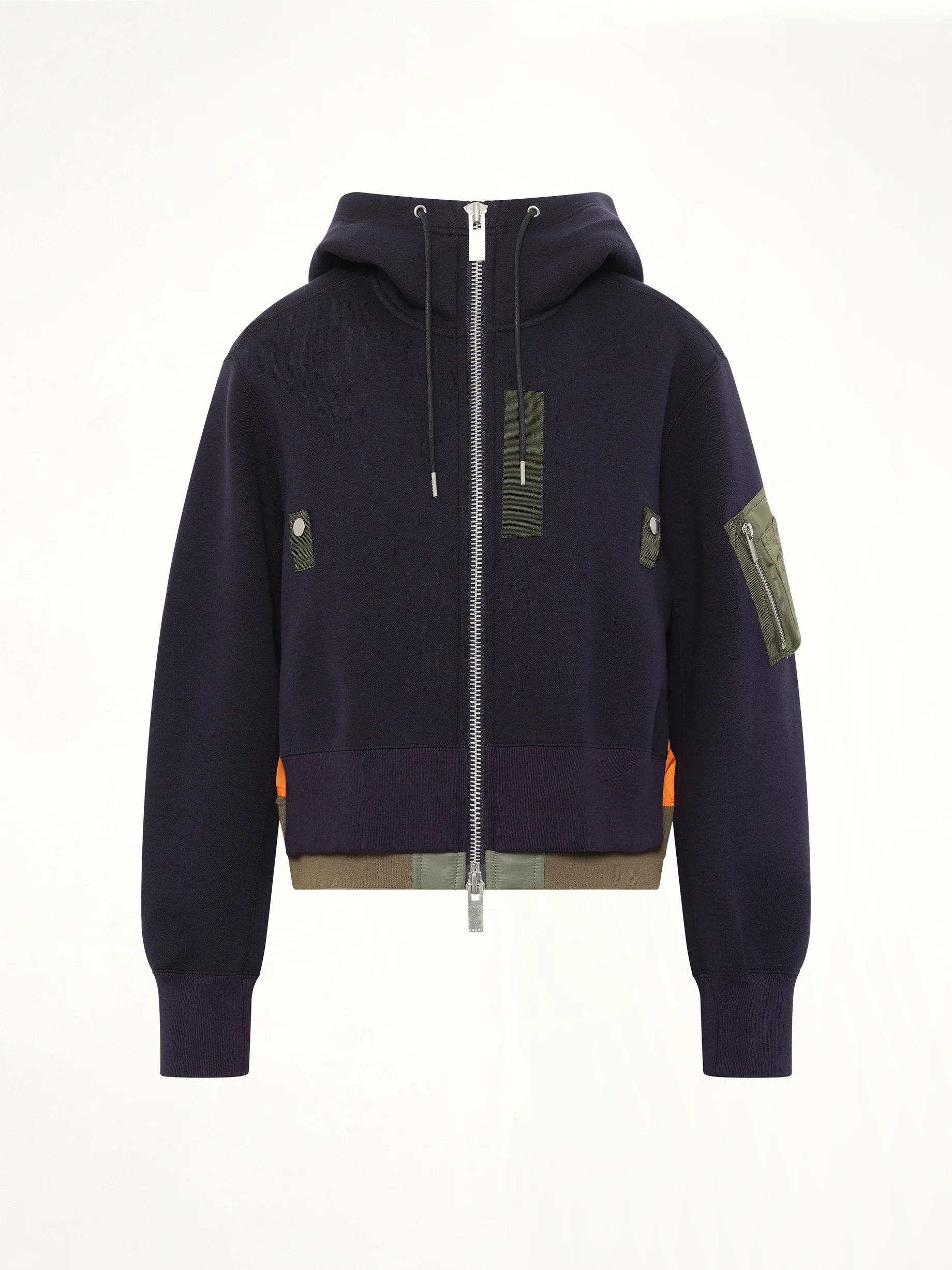 Sponge Sweat x Nylon Twill Small Hoodie in Navy/Khaki - Image 2