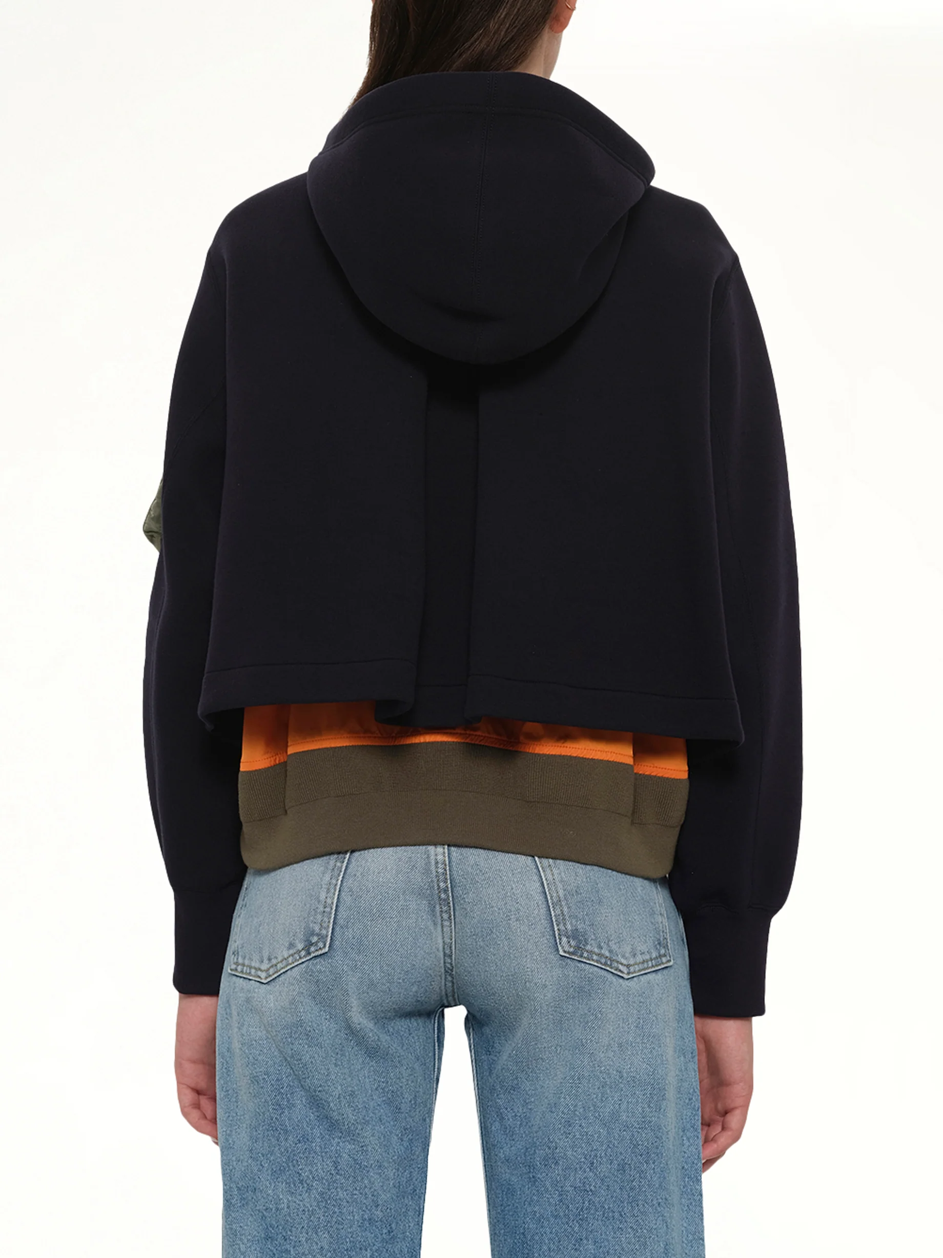 Sponge Sweat x Nylon Twill Small Hoodie in Navy/Khaki - Image 5