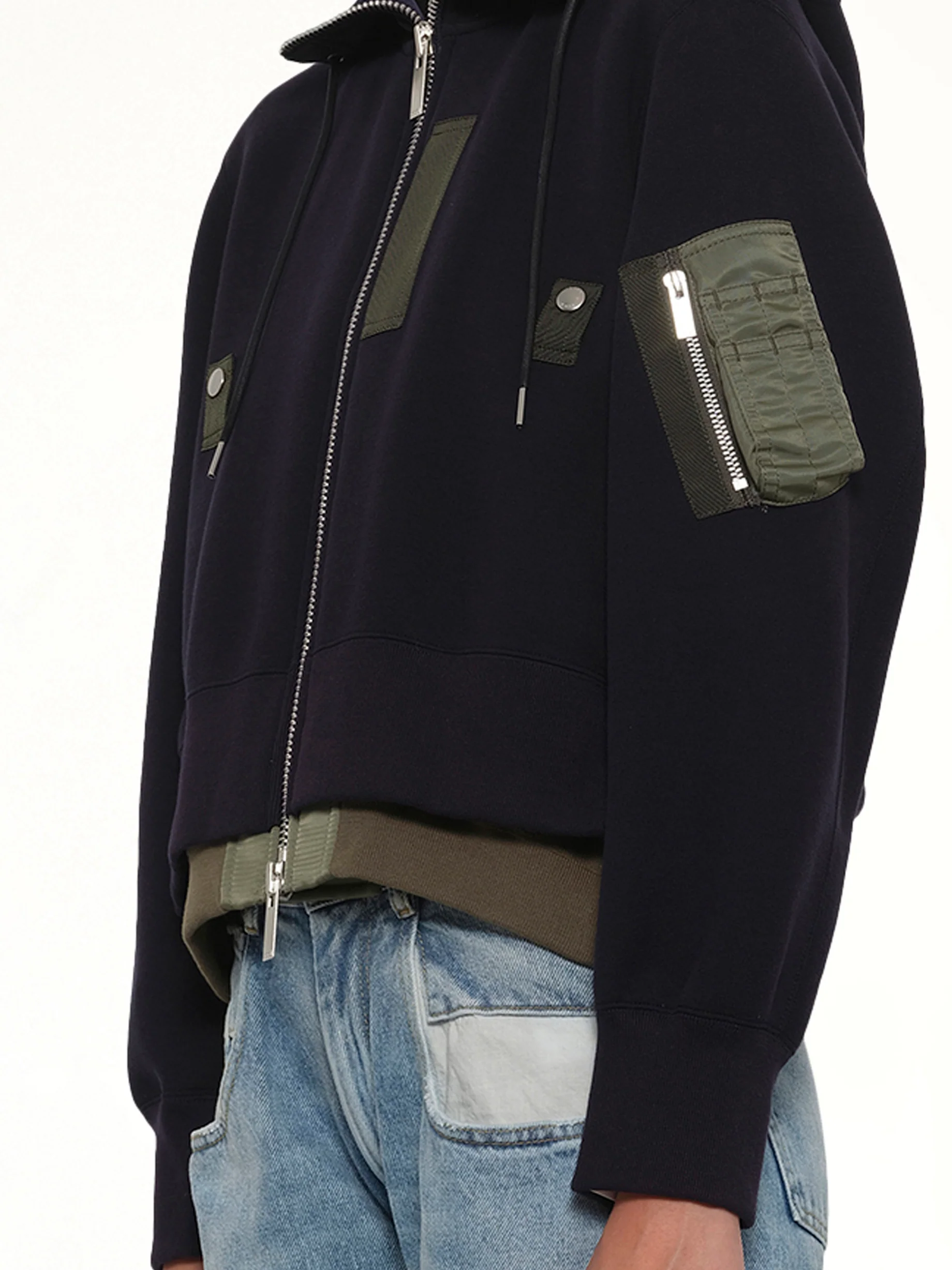 Sponge Sweat x Nylon Twill Small Hoodie in Navy/Khaki - Image 6