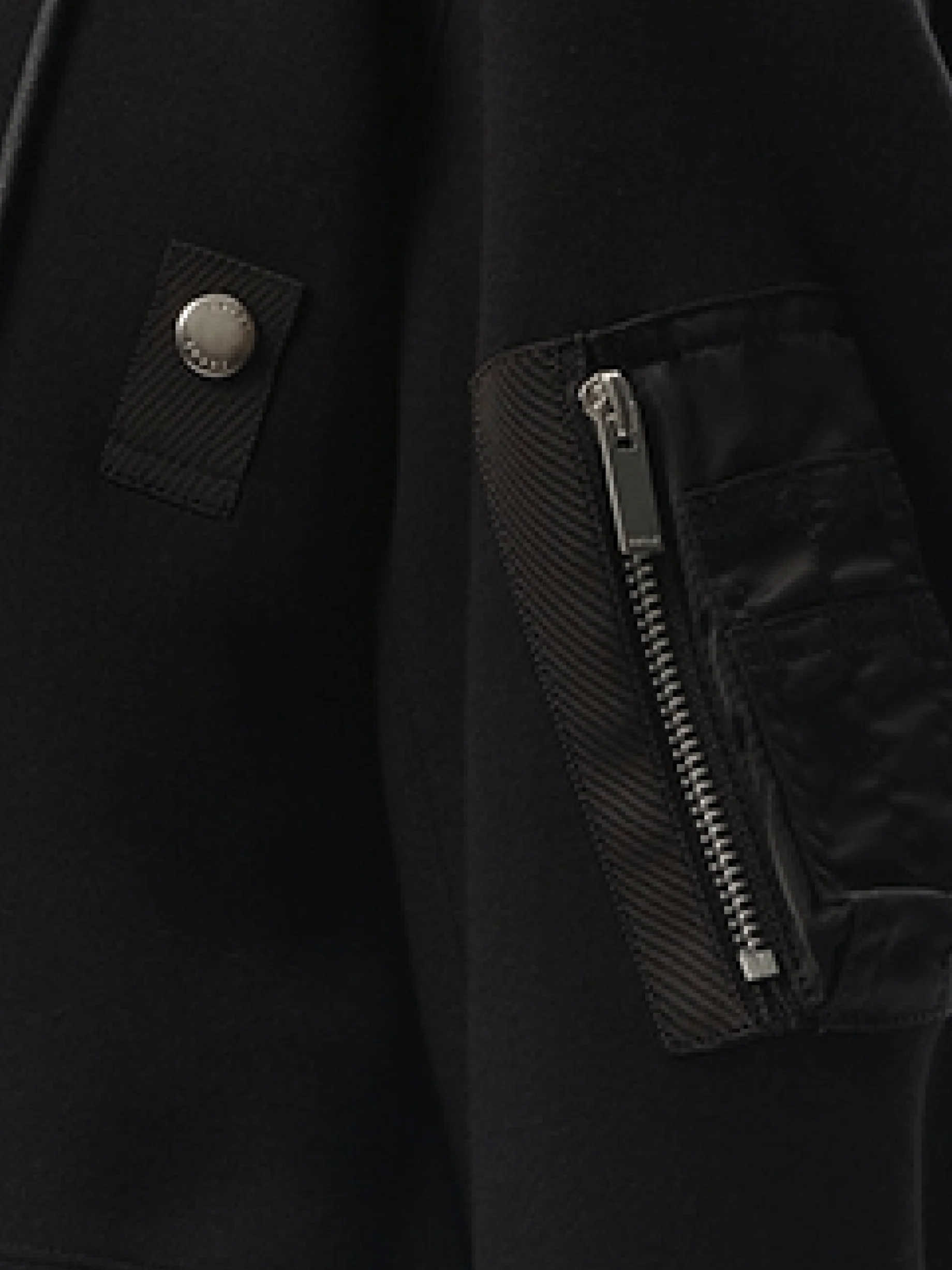 Sponge Sweat x Nylon Twill Zip Hoodie in Black - Image 3