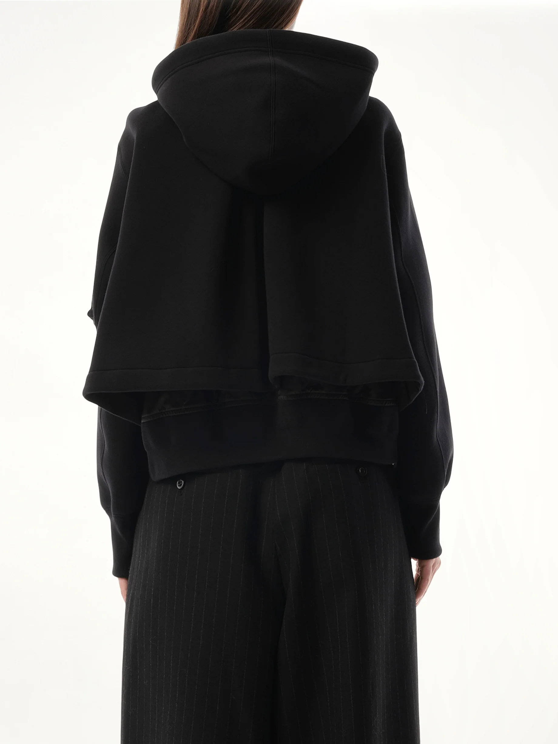 Sponge Sweat x Nylon Twill Zip Hoodie in Black - Image 6