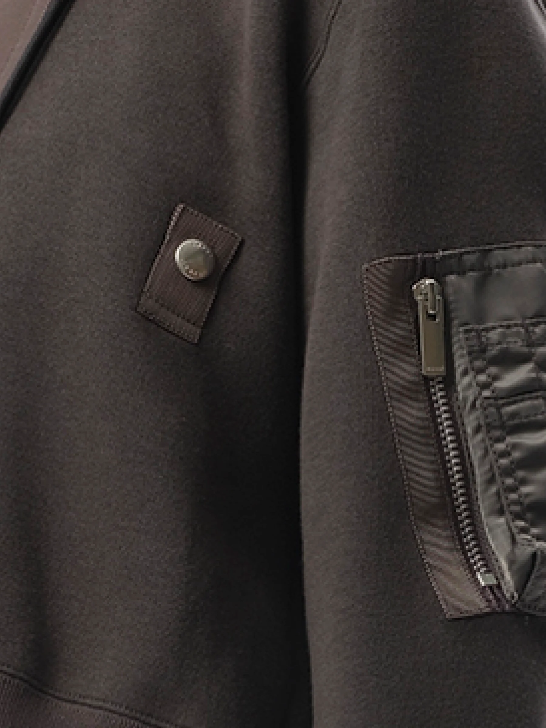Sponge Sweat x Nylon Twill Zip Hoodie in Charcoal Gray - Image 3